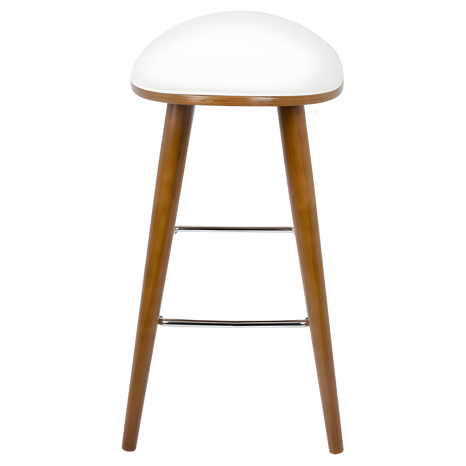 Set of 2 26" Saddle Counter Height Barstools with Faux Leather White - Lumisource: Upholstered, Wood Legs, Fixed Base