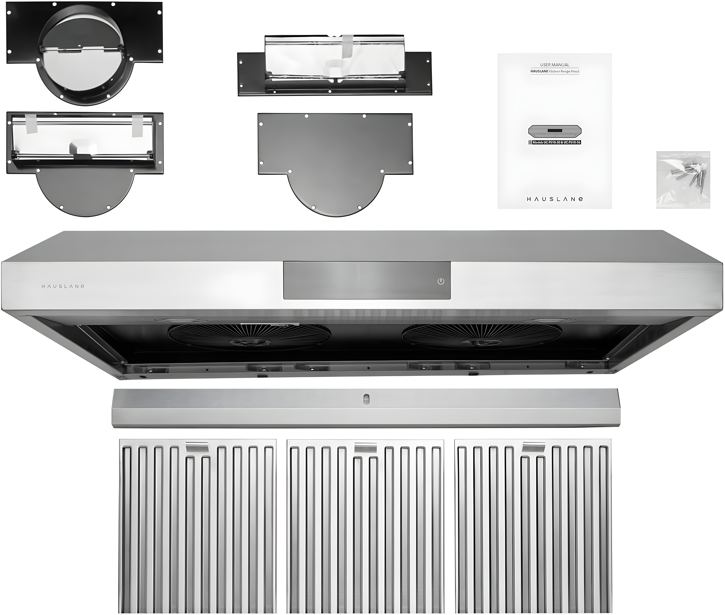 Hauslane Hauslane Range Hood 30 Inch - Under Cabinet Range Hood 30" Stainless Steel Kitchen Hood, Vent Hood 30 Inches, Stove Vent Hood for Kitchen, Vent Hoods 30 Inch with LED - Chef Series PS18 XJ-TLKX-SFBU