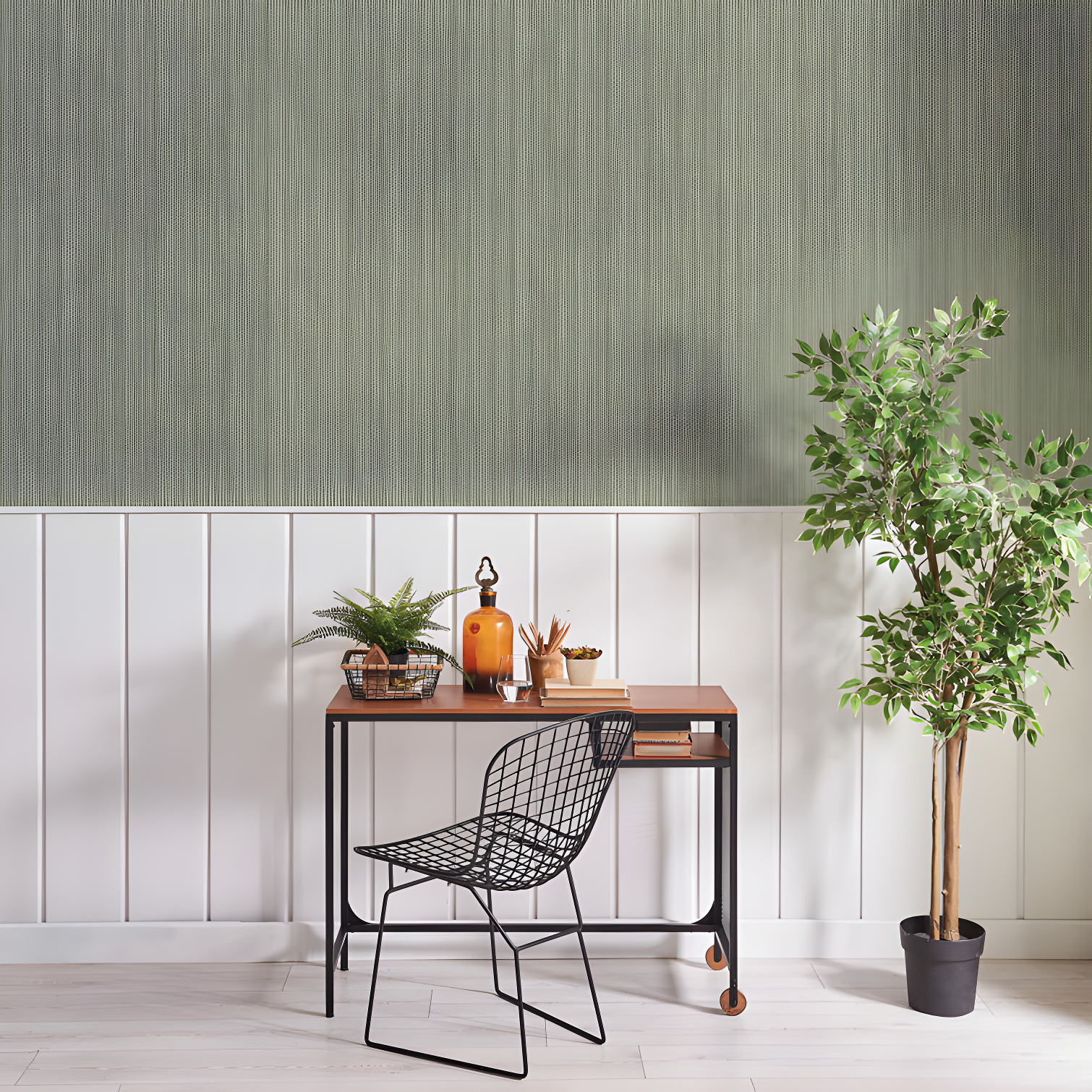 Tempaper & Co.® Faux Grasscloth Removable Peel and Stick Wallpaper, Textured Sage, 28 sq. ft.: Vinyl, Self-Adhesive, Wood Grain Design