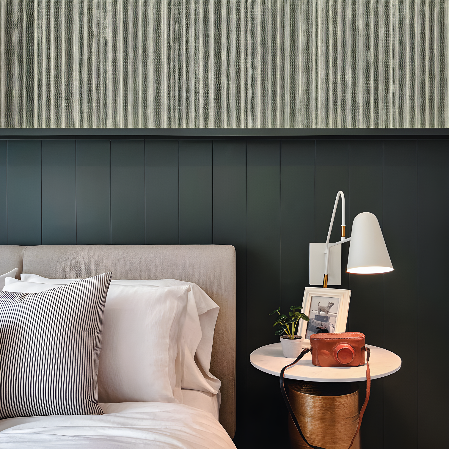 Tempaper & Co.® Faux Grasscloth Removable Peel and Stick Wallpaper, Textured Sage, 28 sq. ft.: Vinyl, Self-Adhesive, Wood Grain Design