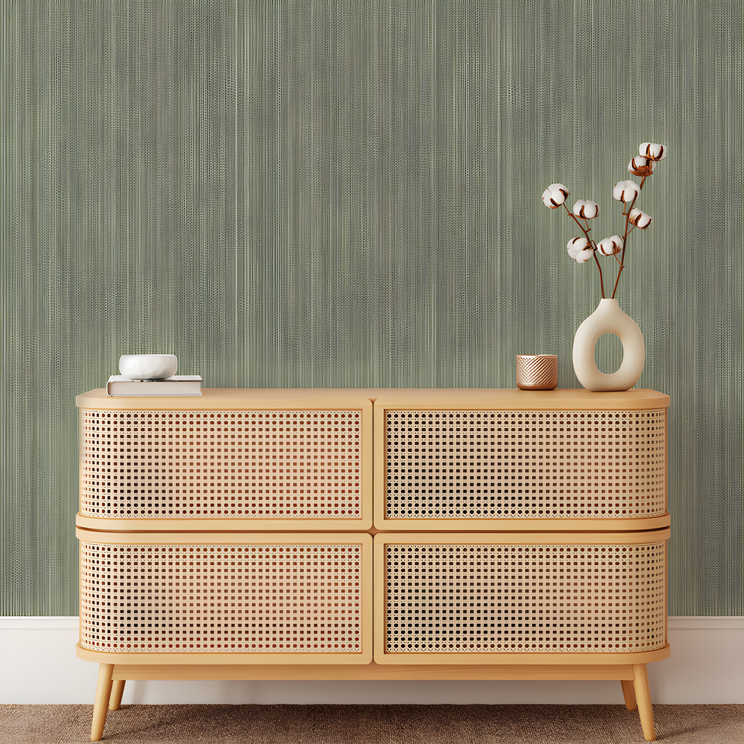 Tempaper & Co.® Faux Grasscloth Removable Peel and Stick Wallpaper, Textured Sage, 28 sq. ft.: Vinyl, Self-Adhesive, Wood Grain Design