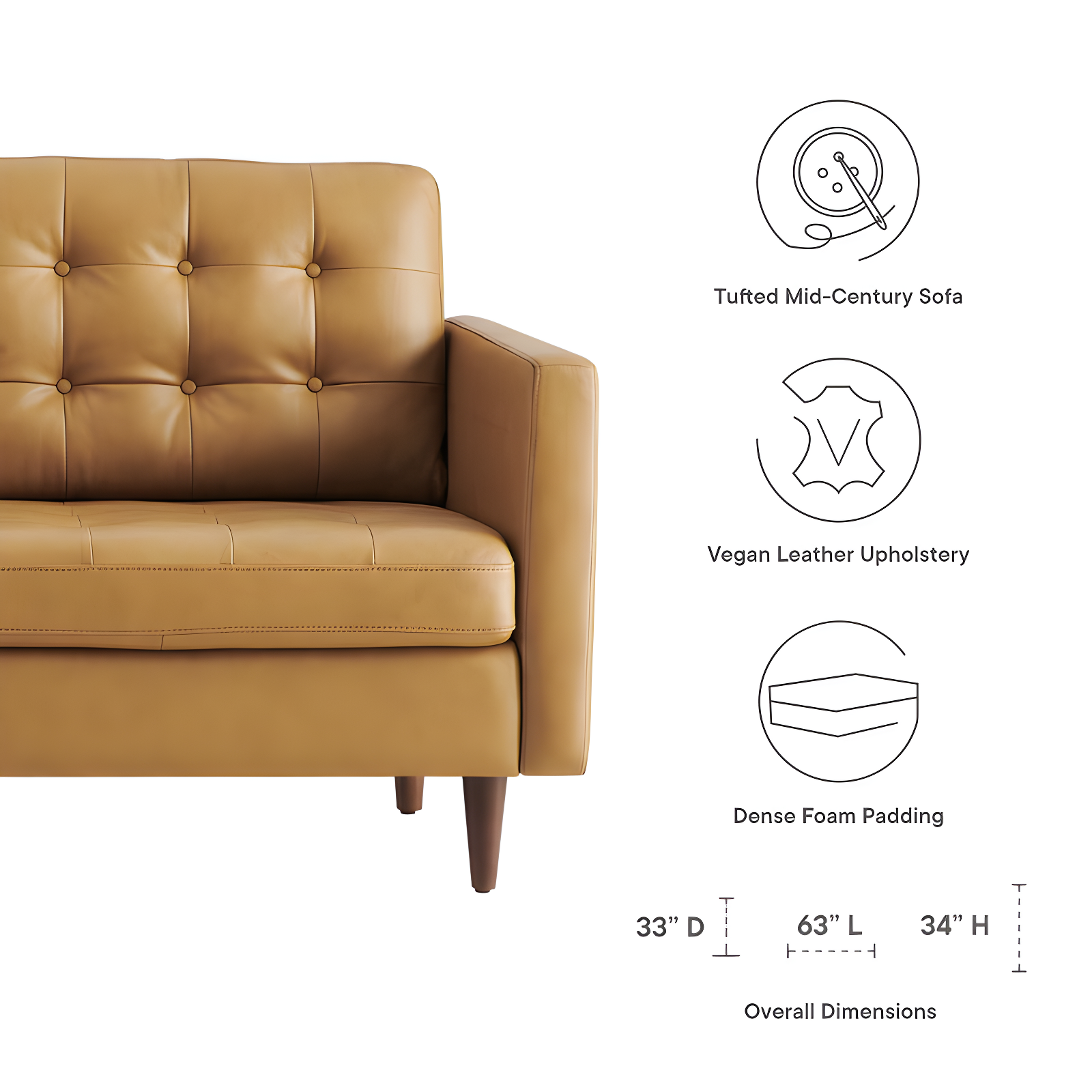 Modway Exalt Tufted Leather Loveseat