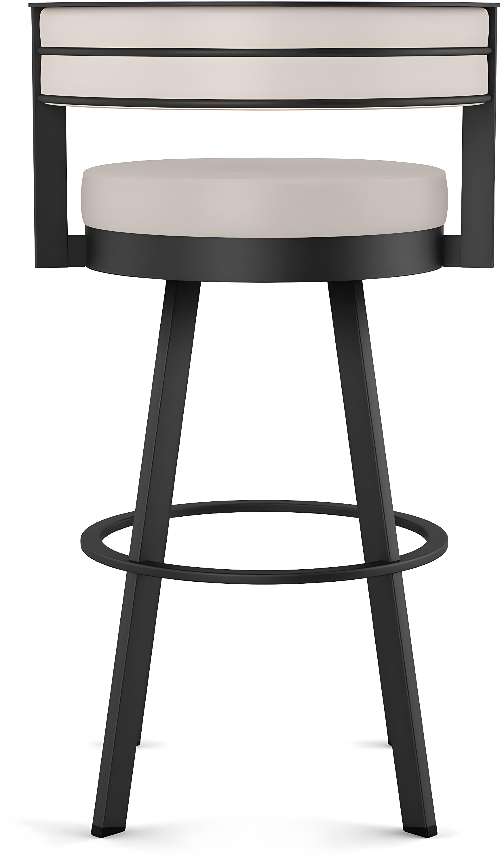 Amisco Browser Upholstered Counter Height Barstool Cream/Black: Steel Frame, Faux Leather, Fixed Height