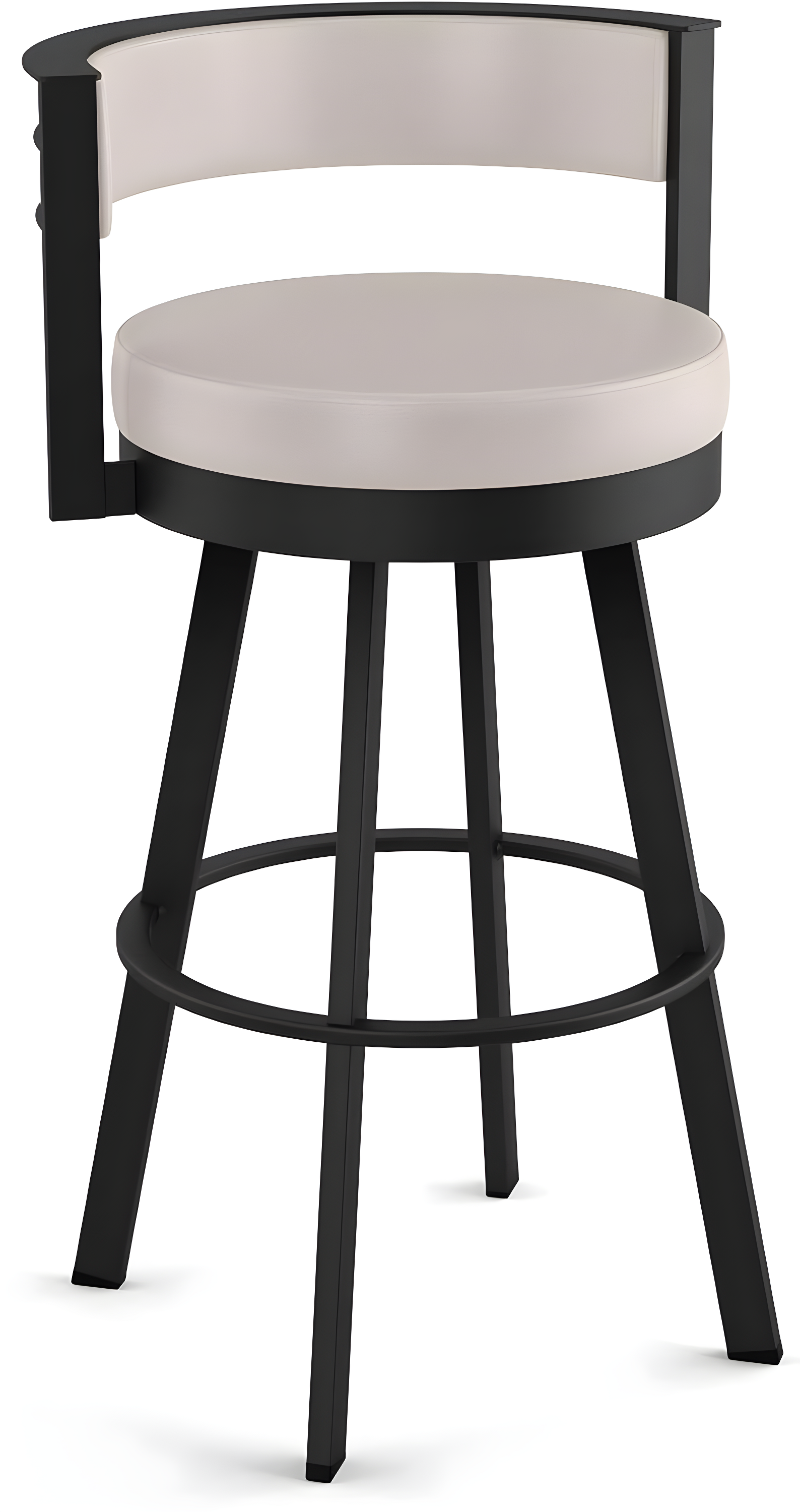 Amisco Browser Upholstered Counter Height Barstool Cream/Black: Steel Frame, Faux Leather, Fixed Height