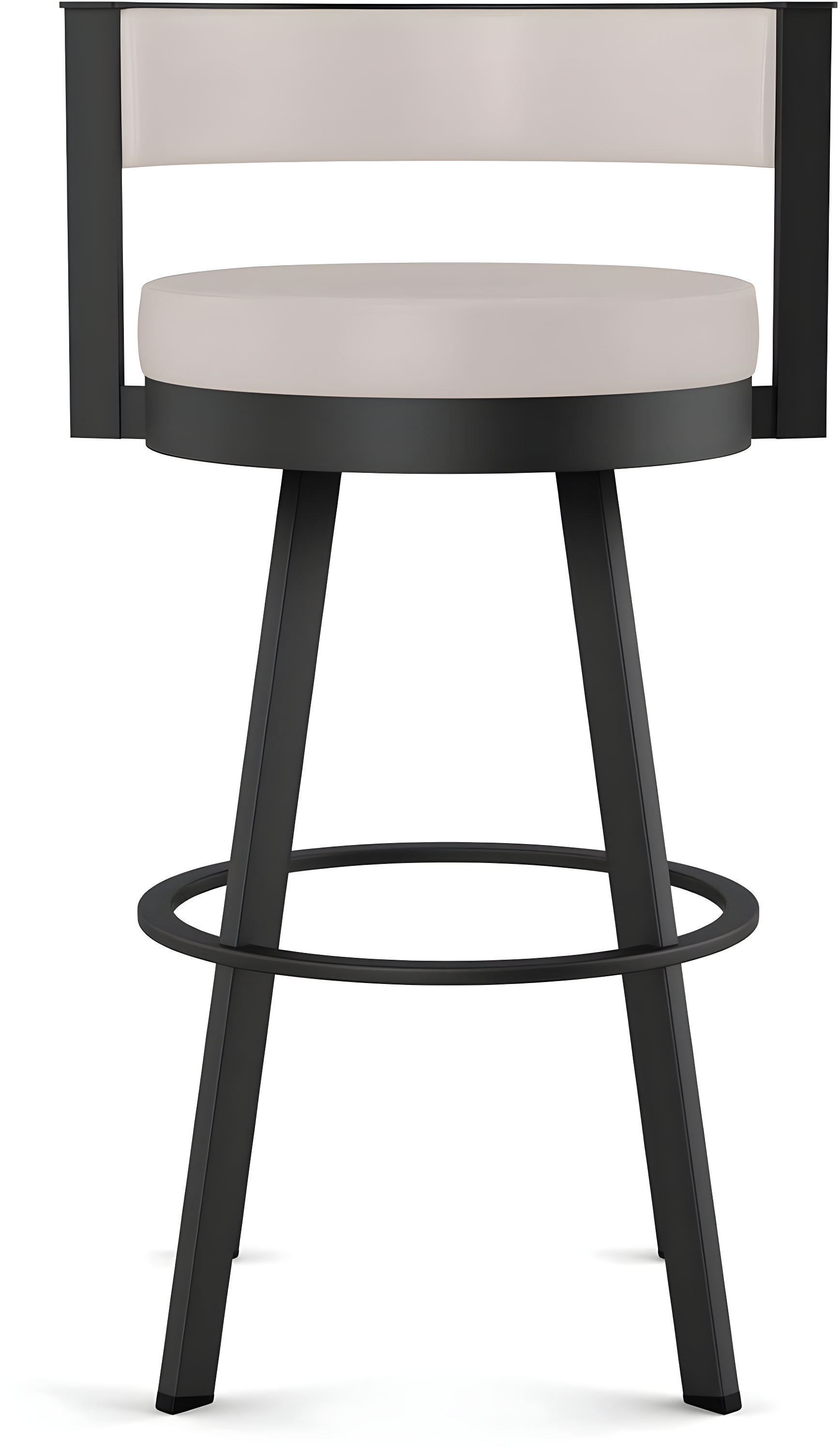 Amisco Browser Upholstered Counter Height Barstool Cream/Black: Steel Frame, Faux Leather, Fixed Height