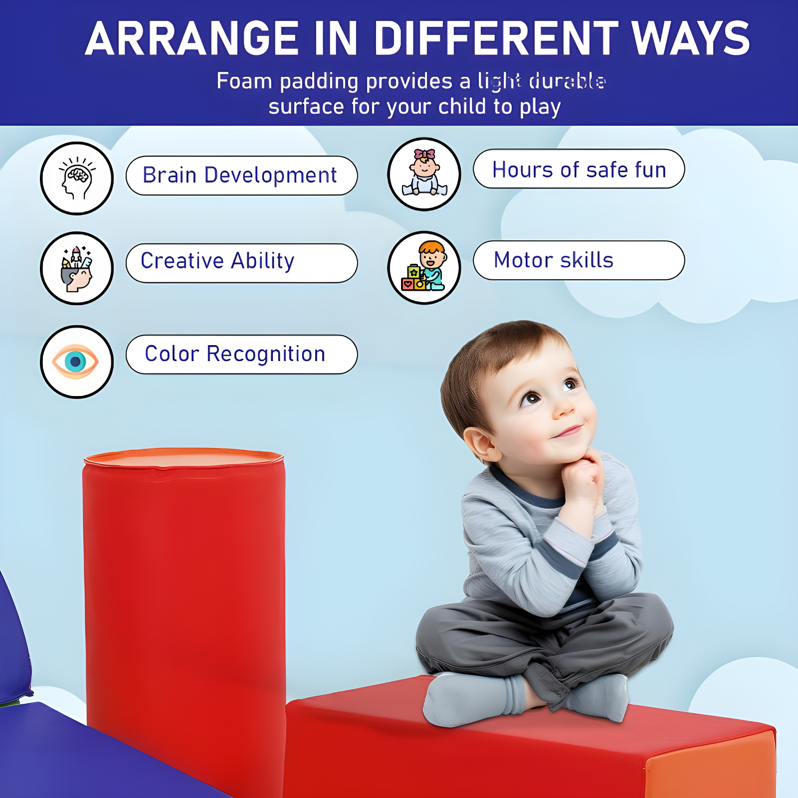 FDW Climbing Toys Soft Play Climbing 5-Piece for Toddlers and Kids, CM
