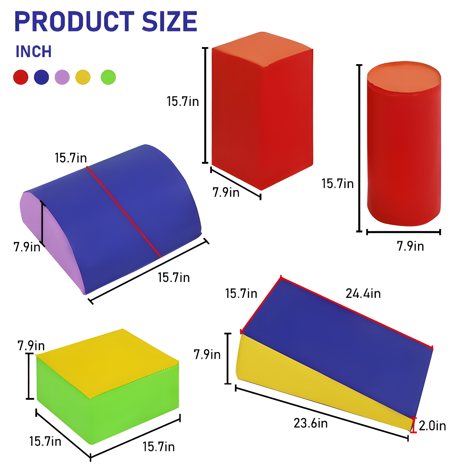 FDW Climbing Toys Soft Play Climbing 5-Piece for Toddlers and Kids, CM