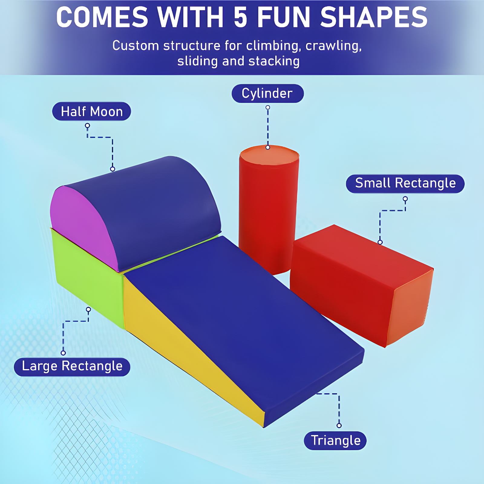 FDW Climbing Toys Soft Play Climbing 5-Piece for Toddlers and Kids, CM
