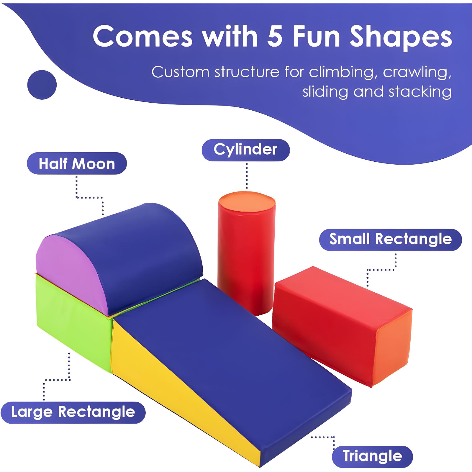 FDW Climbing Toys Soft Play Climbing 5-Piece for Toddlers and Kids, CM