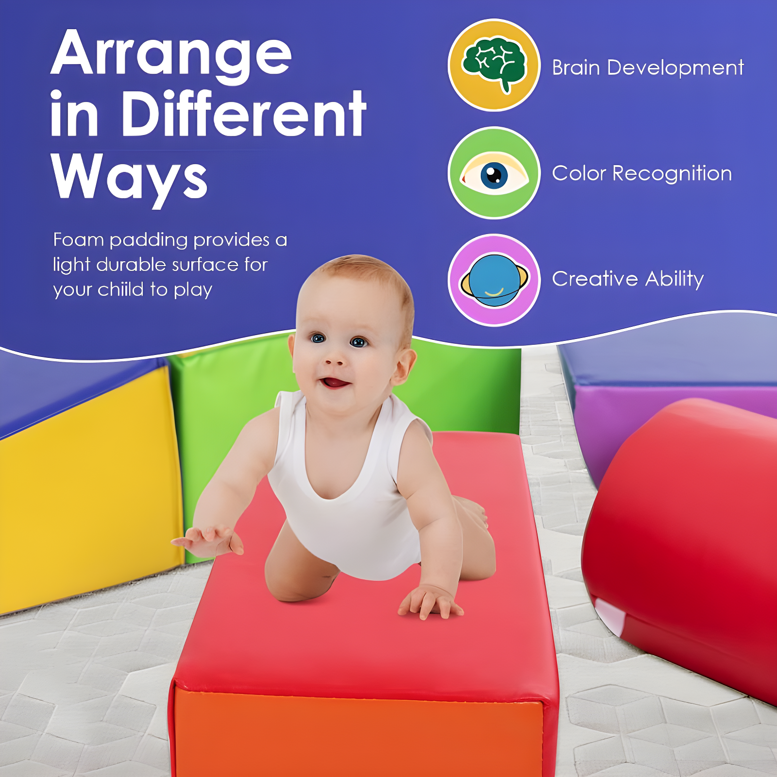 FDW Climbing Toys Soft Play Climbing 5-Piece for Toddlers and Kids, CM