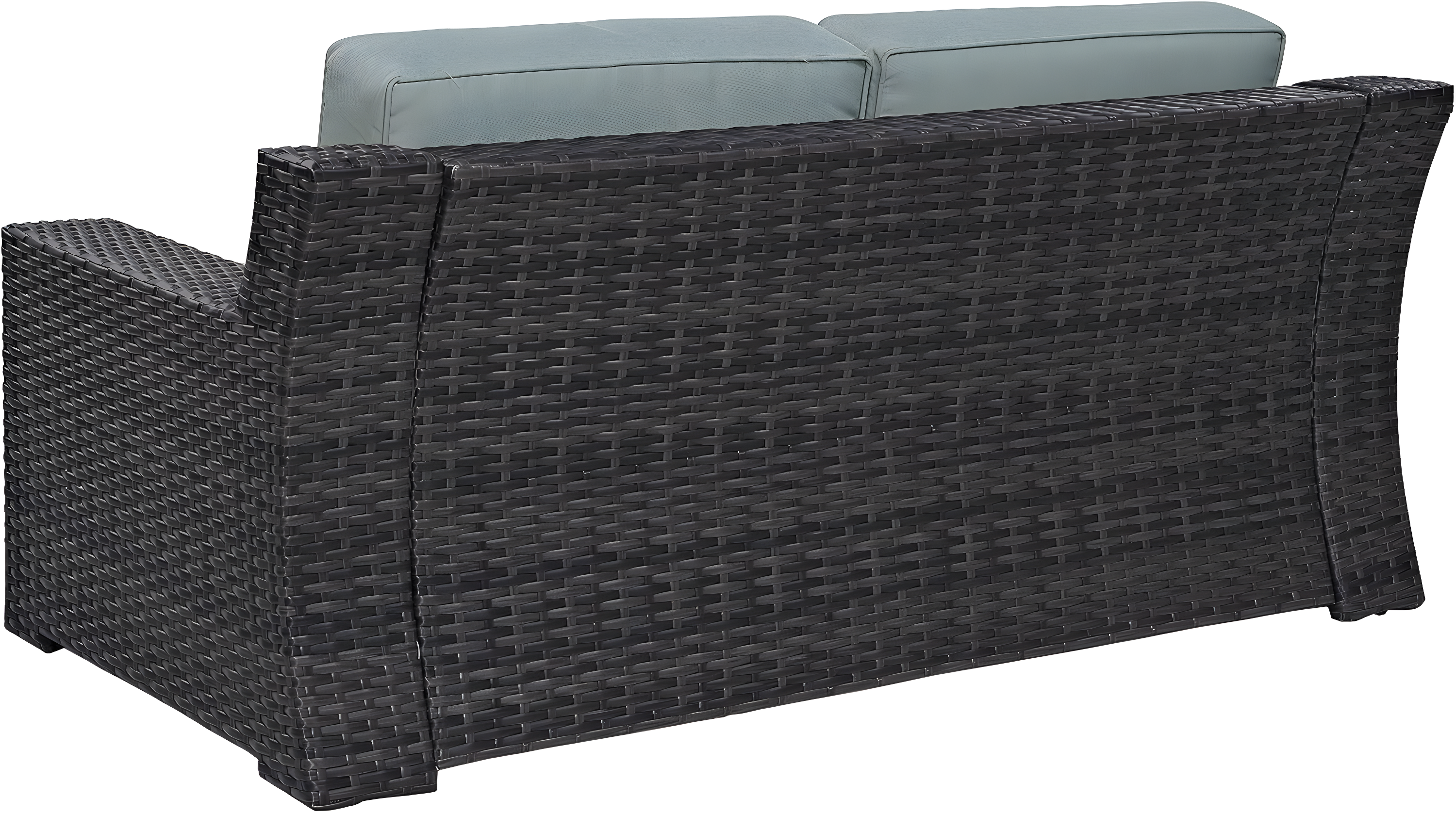 Beaufort Outdoor Wicker Loveseat - Mist - Crosley: Powder-Coated Steel Frame, UV-Resistant, with Foam Cushions