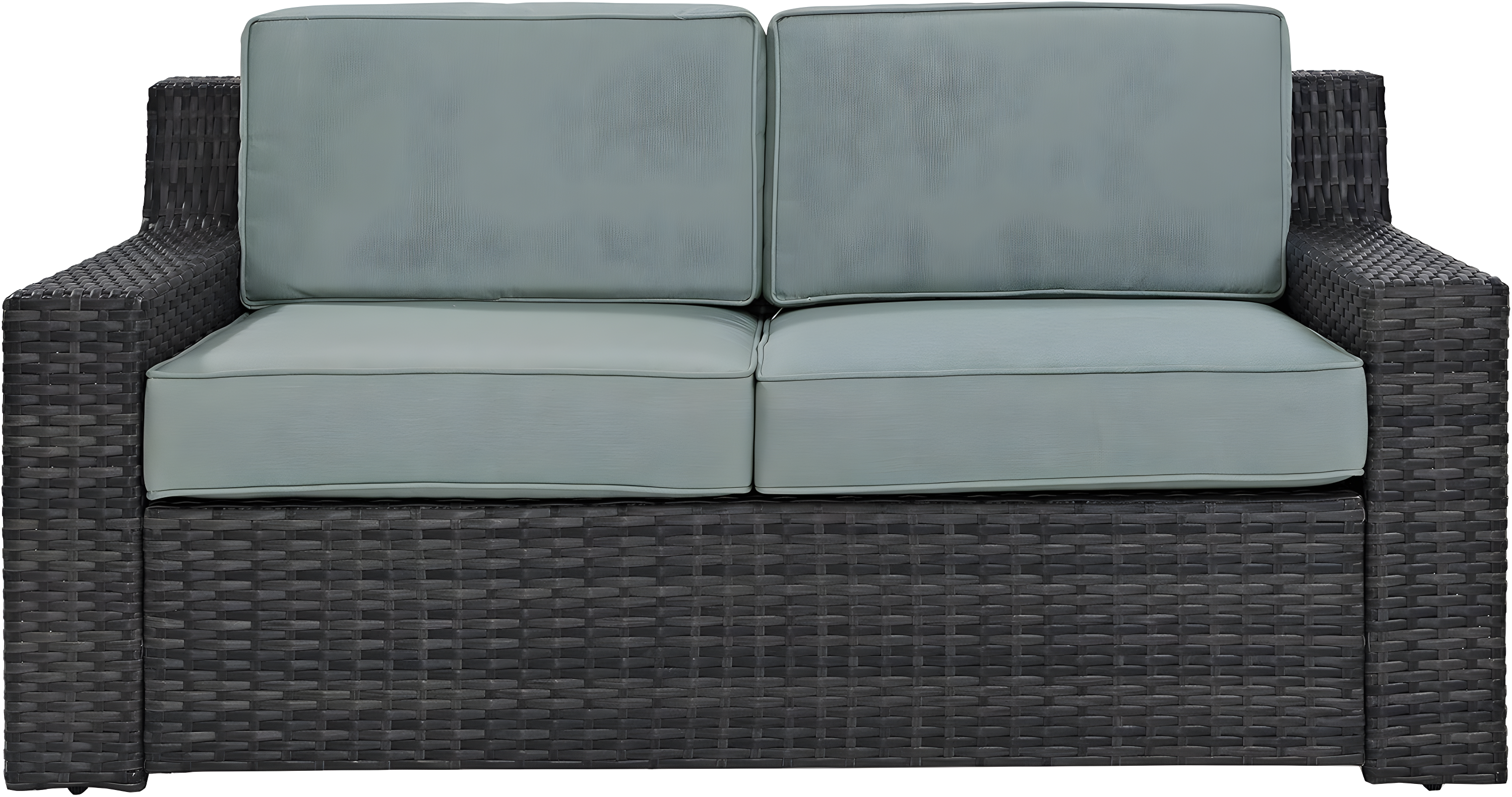 Beaufort Outdoor Wicker Loveseat - Mist - Crosley: Powder-Coated Steel Frame, UV-Resistant, with Foam Cushions