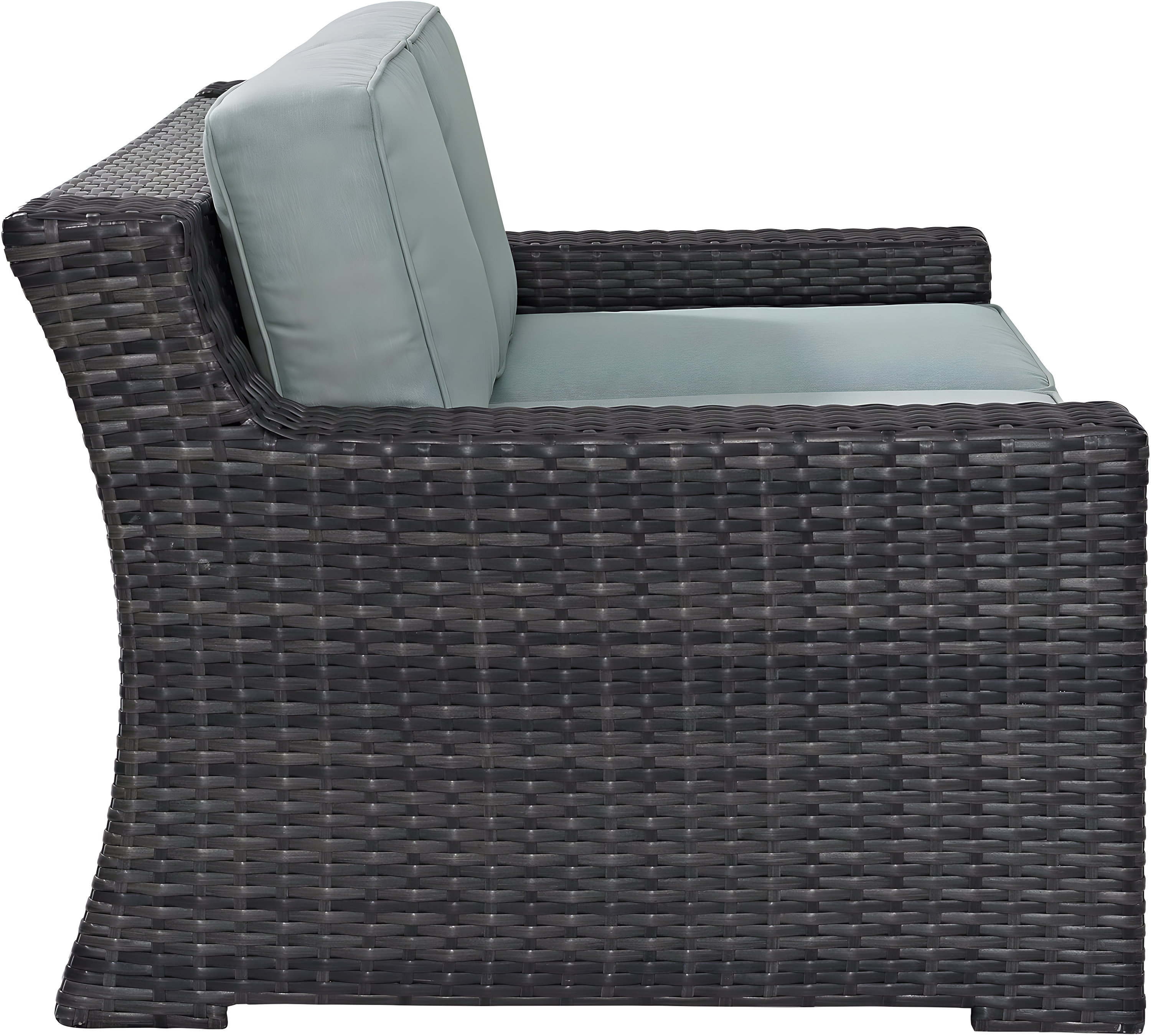 Beaufort Outdoor Wicker Loveseat - Mist - Crosley: Powder-Coated Steel Frame, UV-Resistant, with Foam Cushions