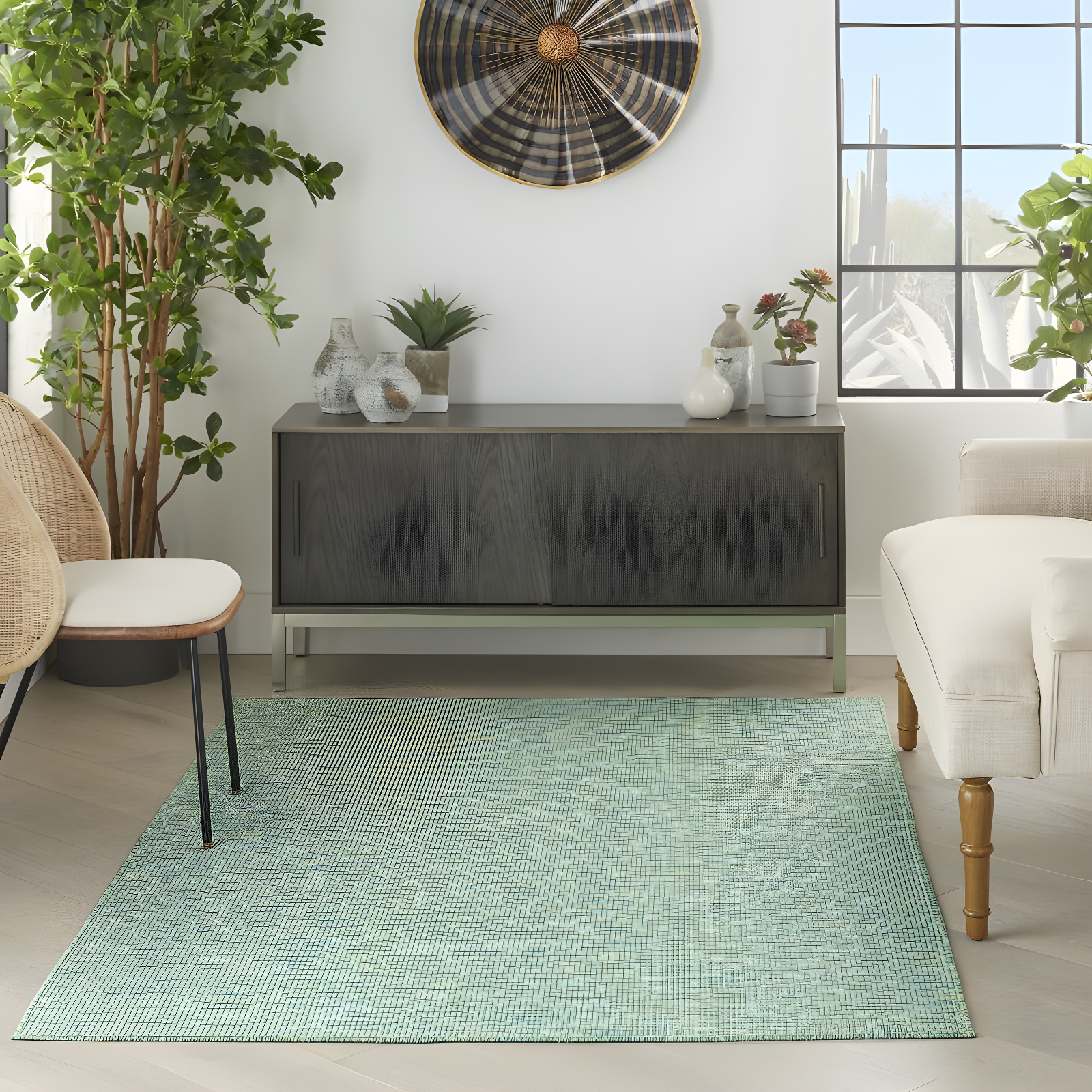 Nourison Positano POS01 Indoor/outdoor Area Rug - Blue/Green 5' x 7'