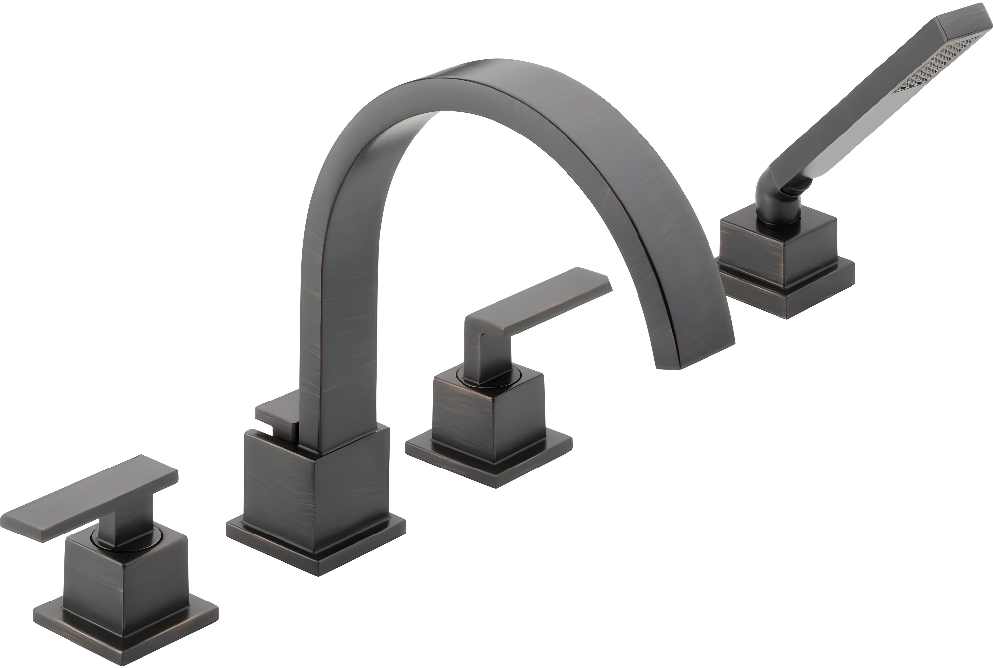 Vero Double Handle Deck Mounted Roman Tub Faucet with Handshower