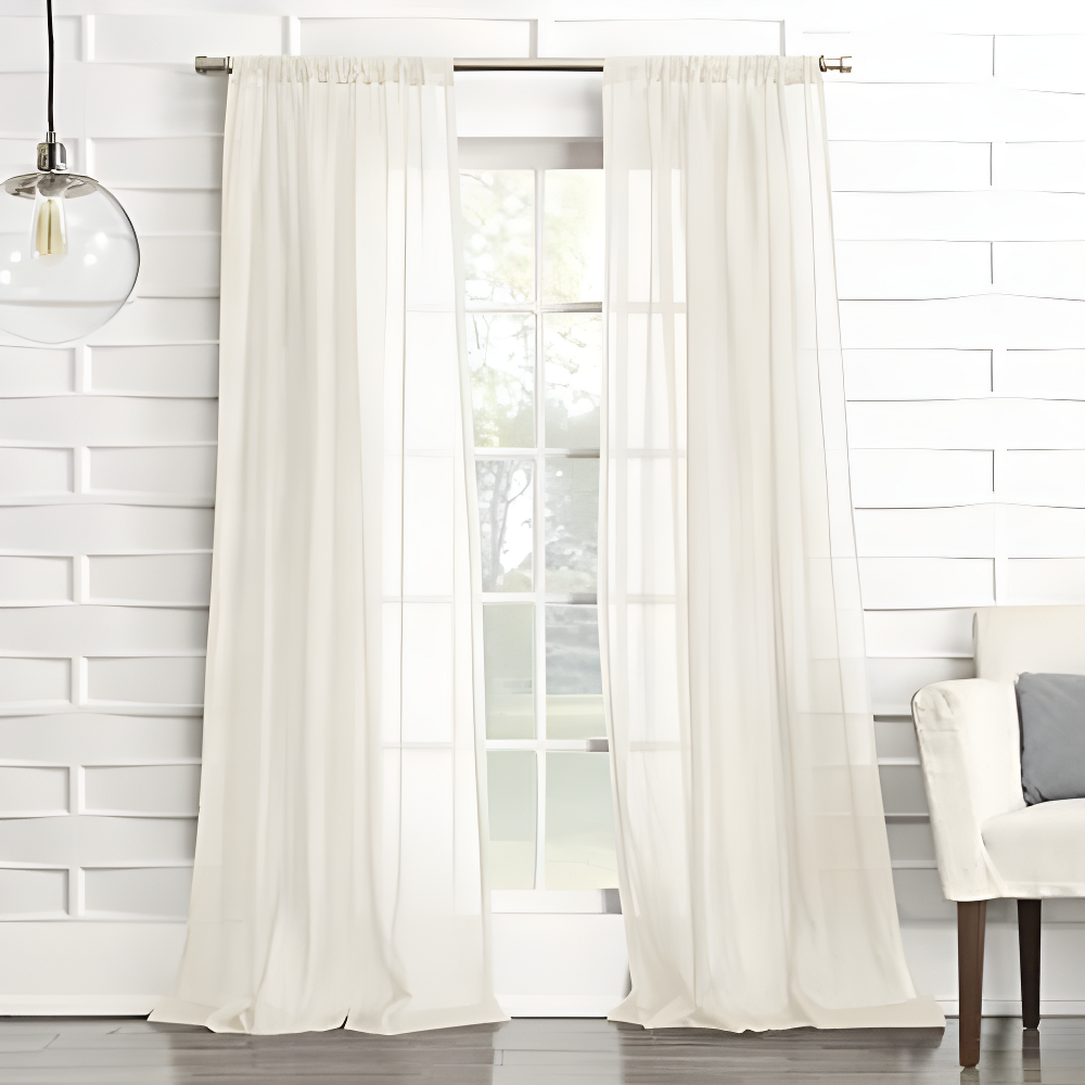 50"x84" No. 918 Sheer Avril Crushed Texture Rod Pocket Curtain Panel Cream: Modern Sheer Curtain Panel, Polyester