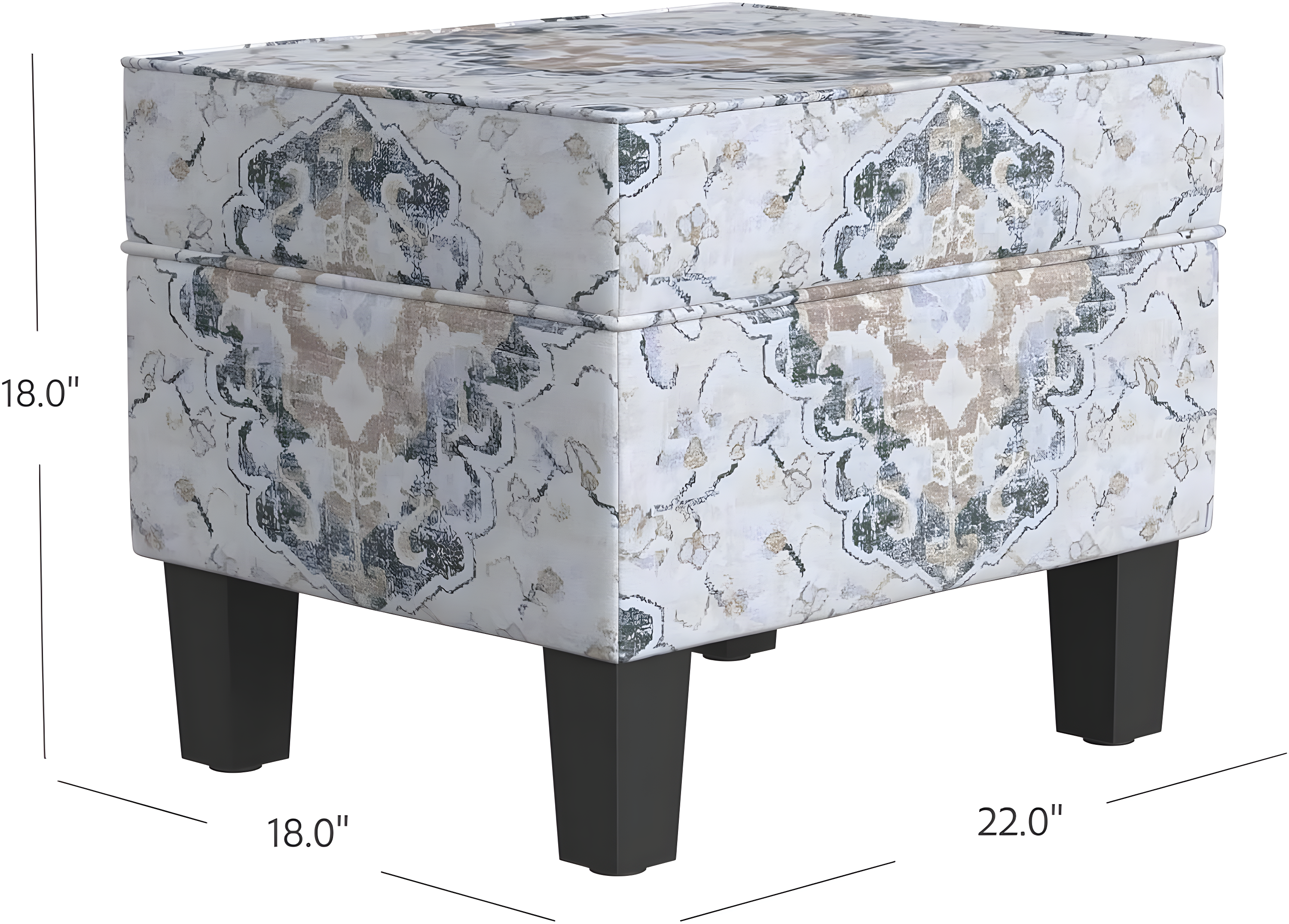 Medium Storage Ottoman Black - HomePop: Hinged Lid, Cotton Upholstery, Hardwood Frame