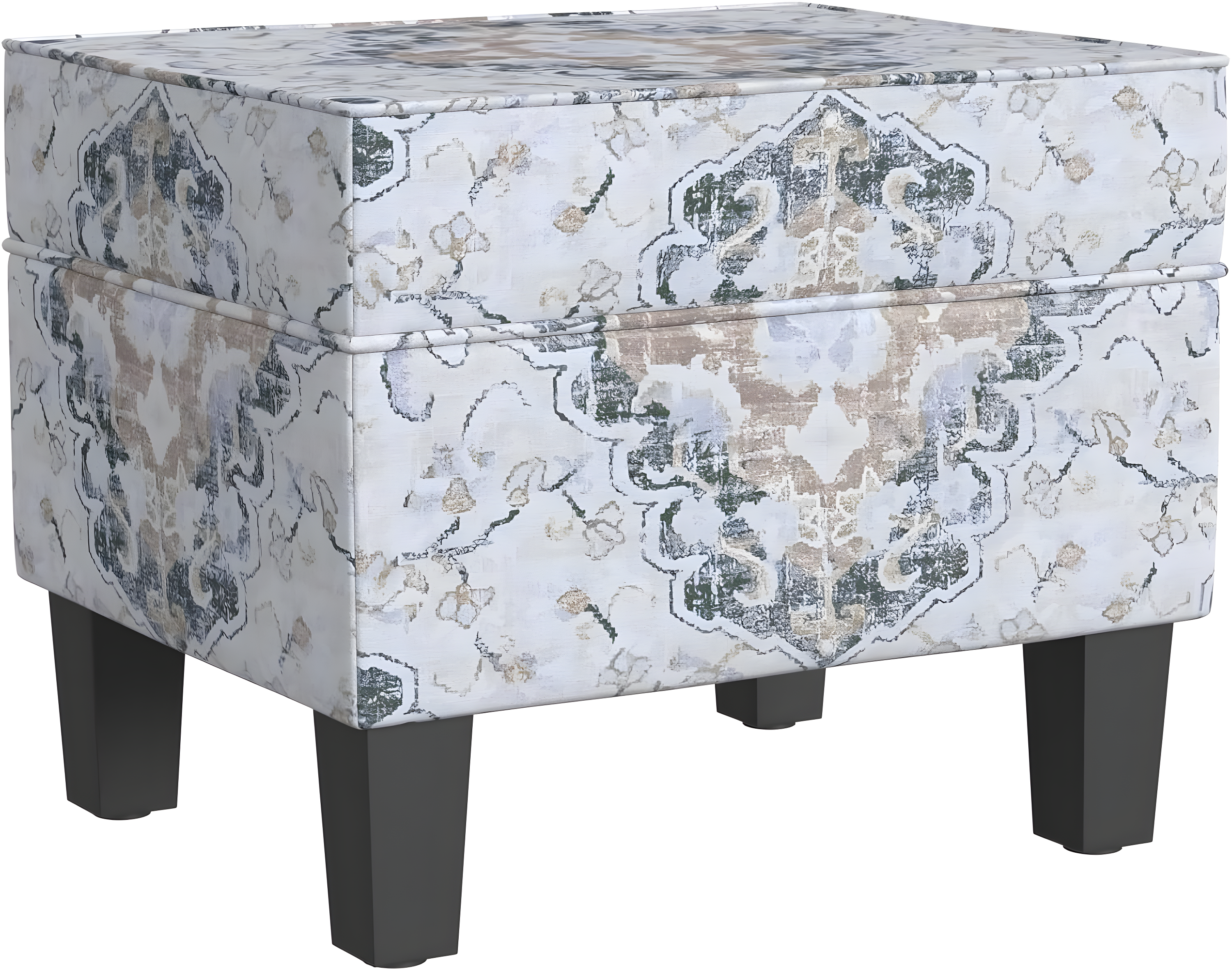 Medium Storage Ottoman Black - HomePop: Hinged Lid, Cotton Upholstery, Hardwood Frame