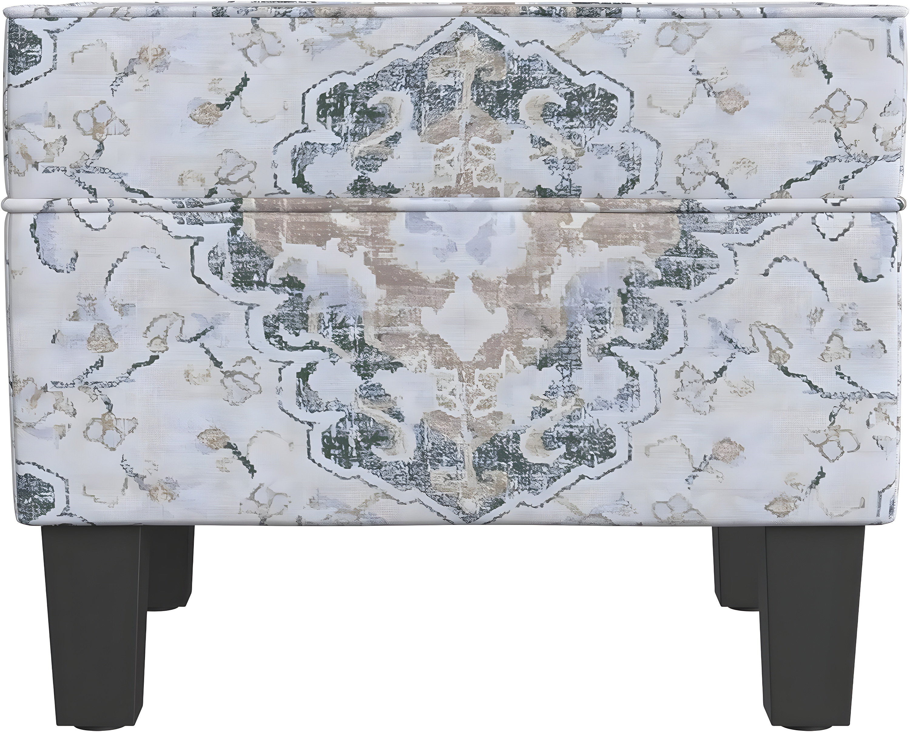 Medium Storage Ottoman Black - HomePop: Hinged Lid, Cotton Upholstery, Hardwood Frame