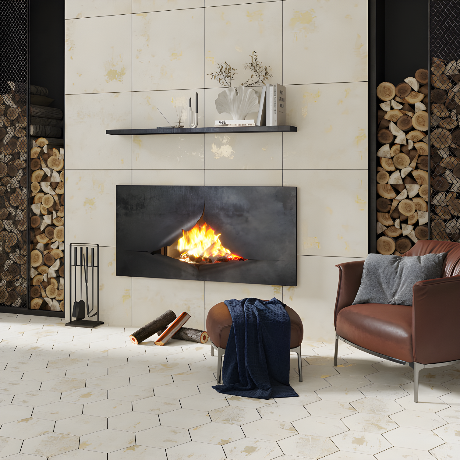 Apollo Tile Aureate 23" x 23" Porcelain Marble Look Wall & Floor Tile (Set of 4)