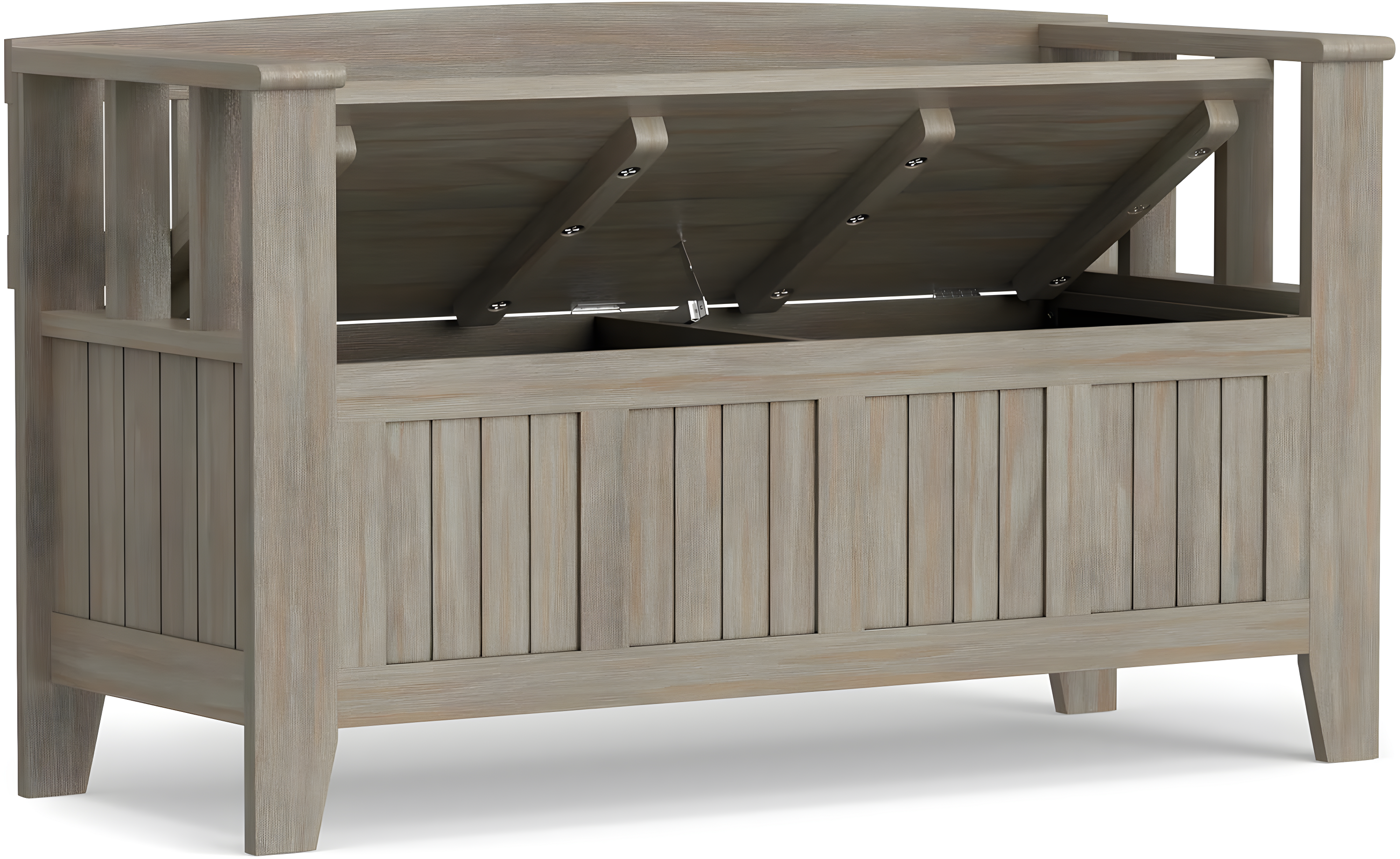 Simpli Home Acadian Solid Wood Entryway Storage Bench with Lift-Top Lid and Dual Compartments