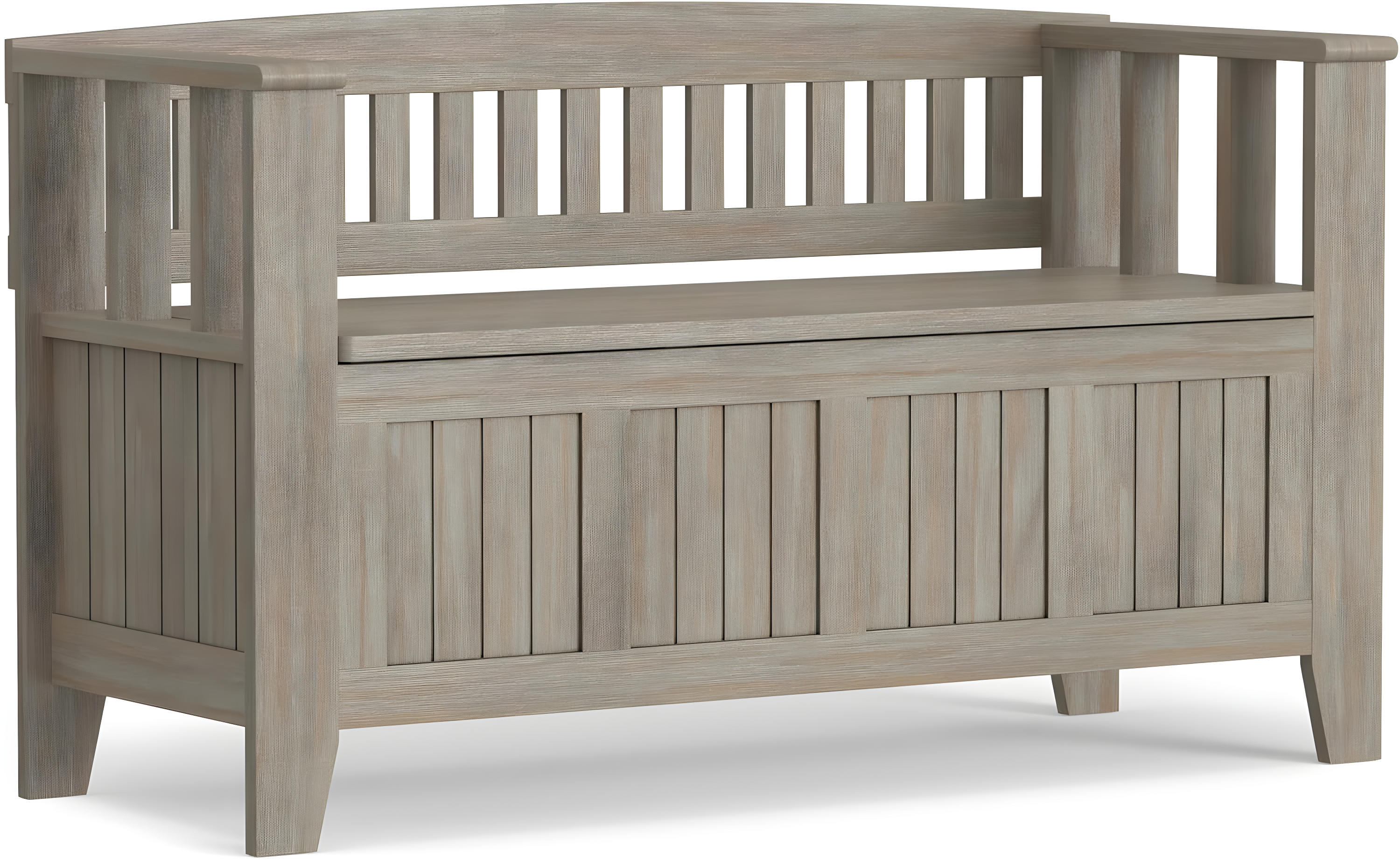 Simpli Home Acadian Solid Wood Entryway Storage Bench with Lift-Top Lid and Dual Compartments