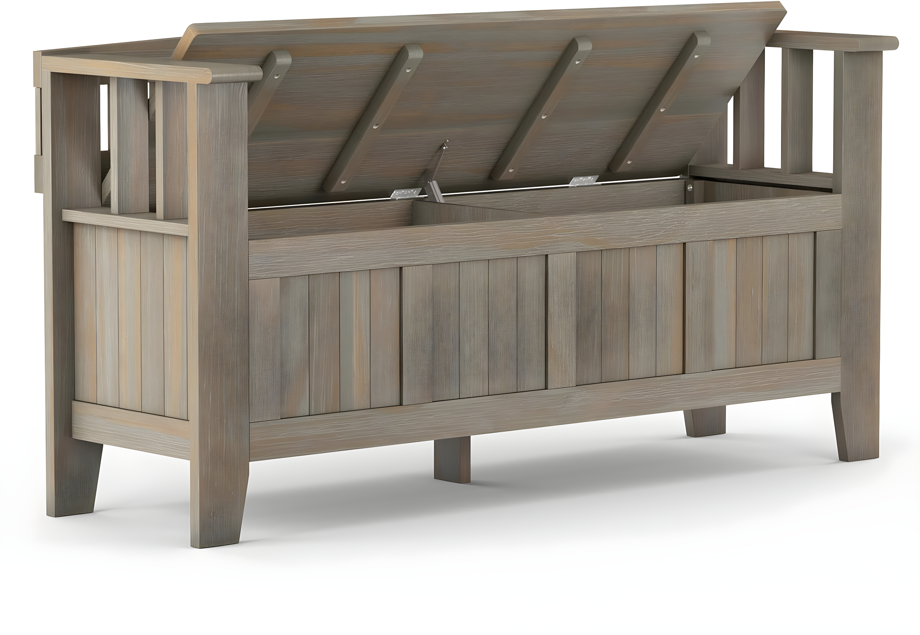 Simpli Home Acadian Solid Wood Entryway Storage Bench with Lift-Top Lid and Dual Compartments