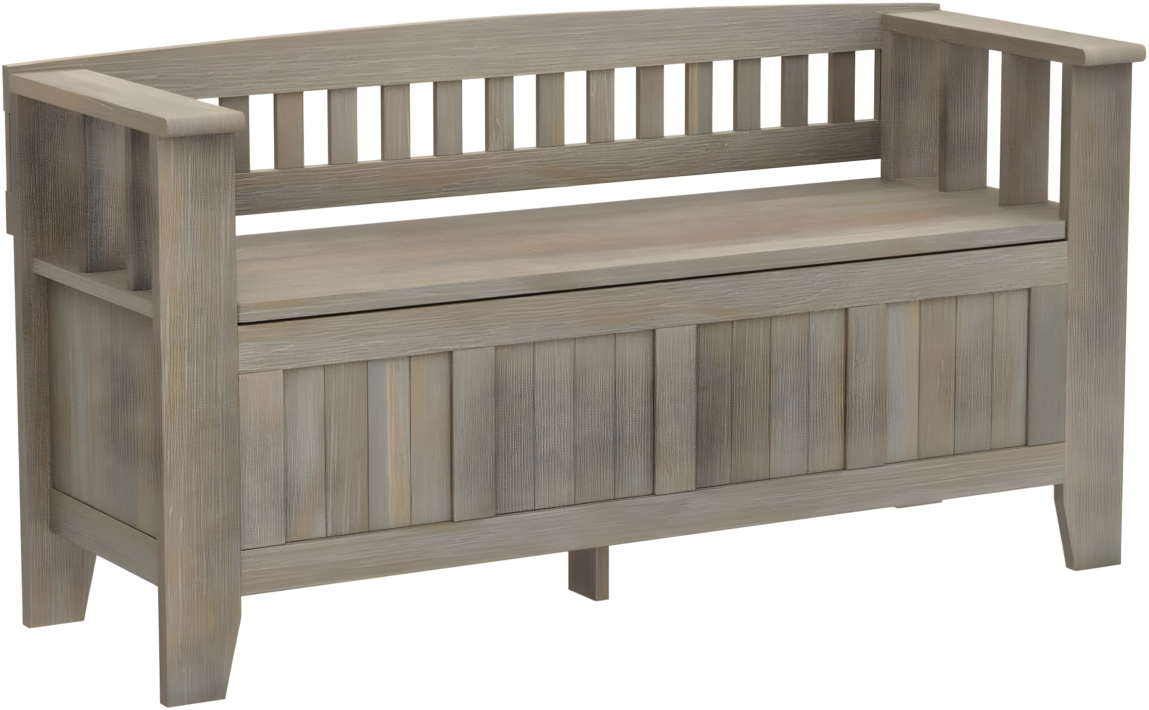 Simpli Home Acadian Solid Wood Entryway Storage Bench with Lift-Top Lid and Dual Compartments