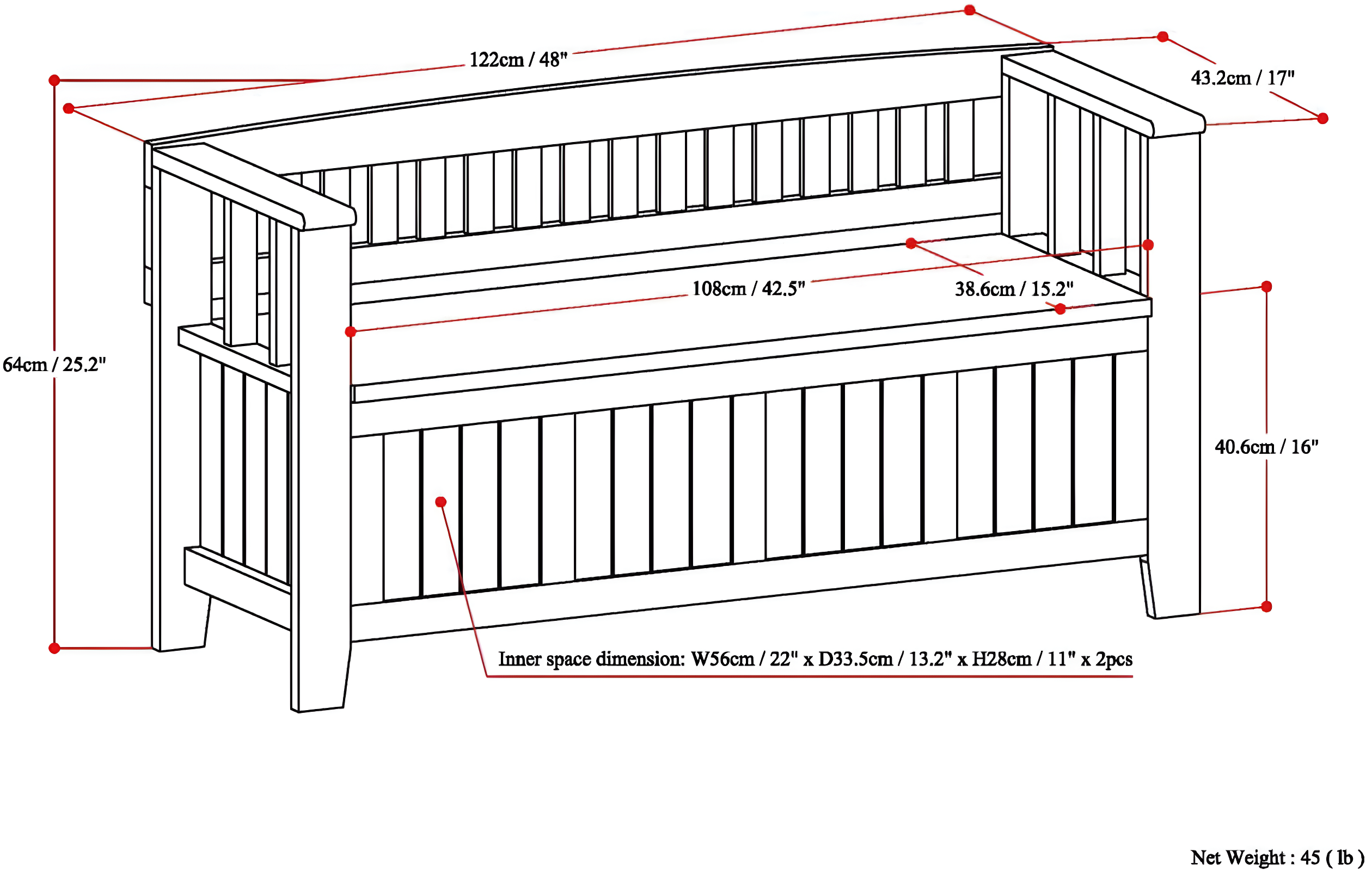 Simpli Home Acadian Solid Wood Entryway Storage Bench with Lift-Top Lid and Dual Compartments