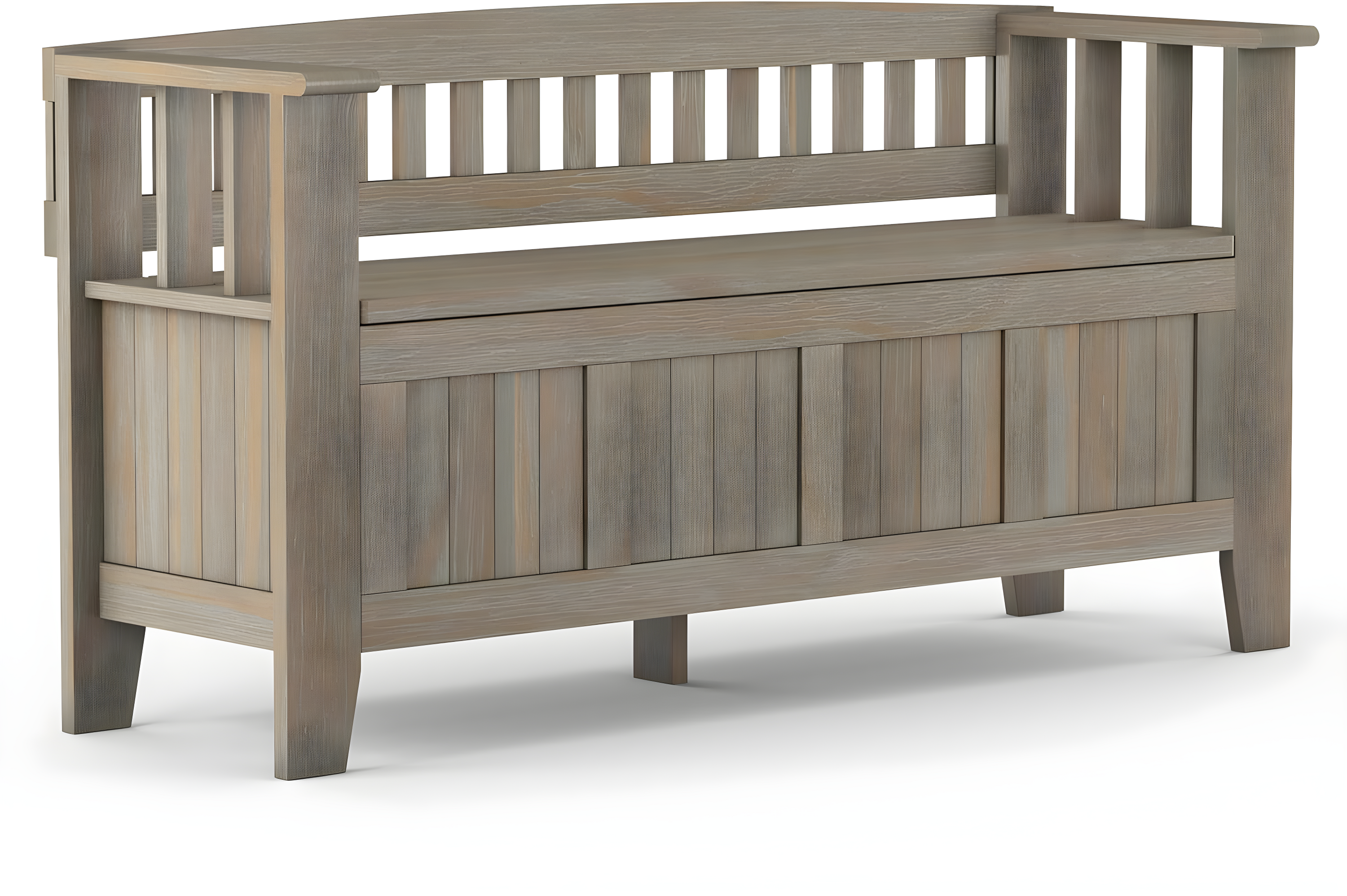 Simpli Home Acadian Solid Wood Entryway Storage Bench with Lift-Top Lid and Dual Compartments