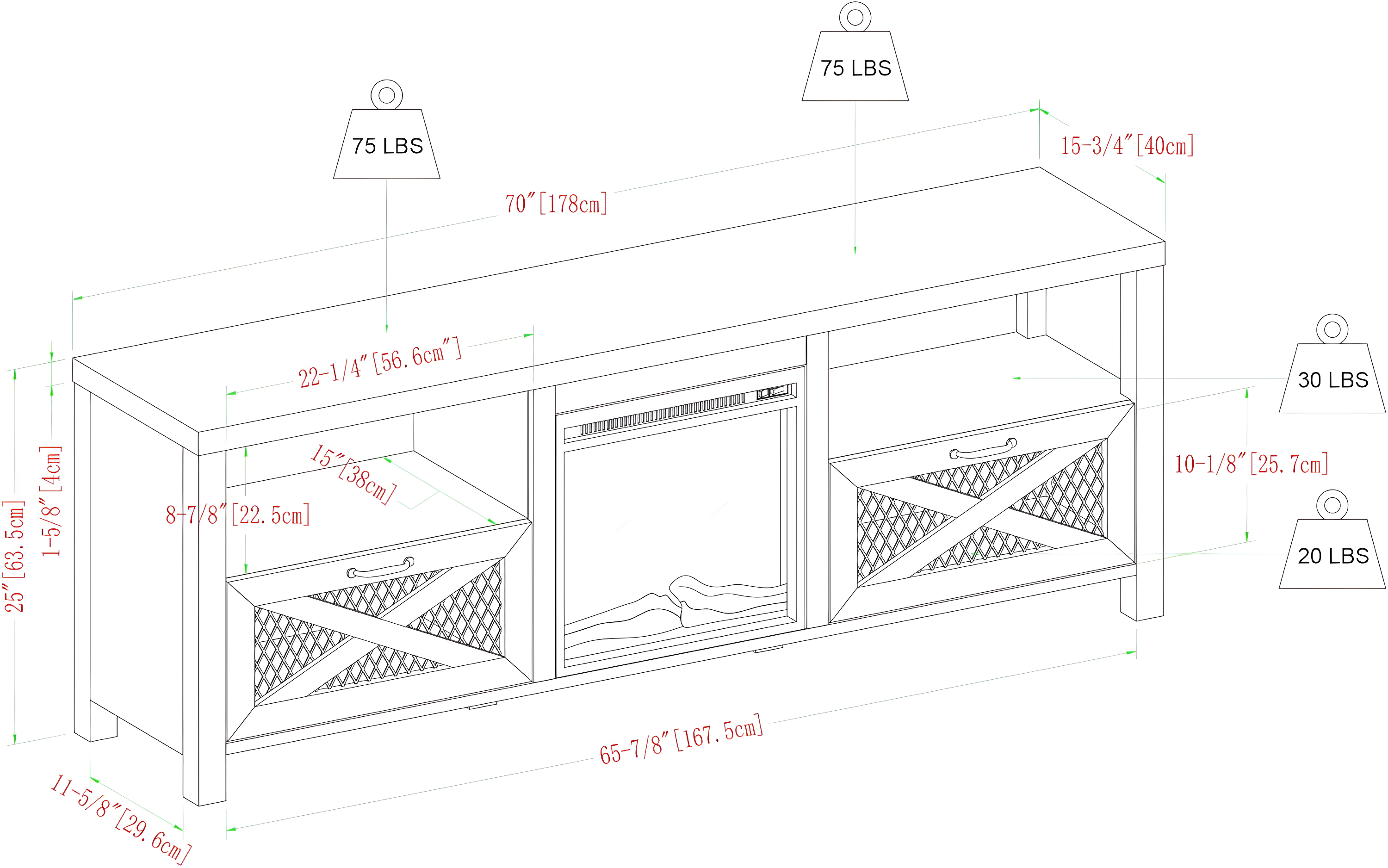 Tansey 70" Media Console with Electric Fireplace