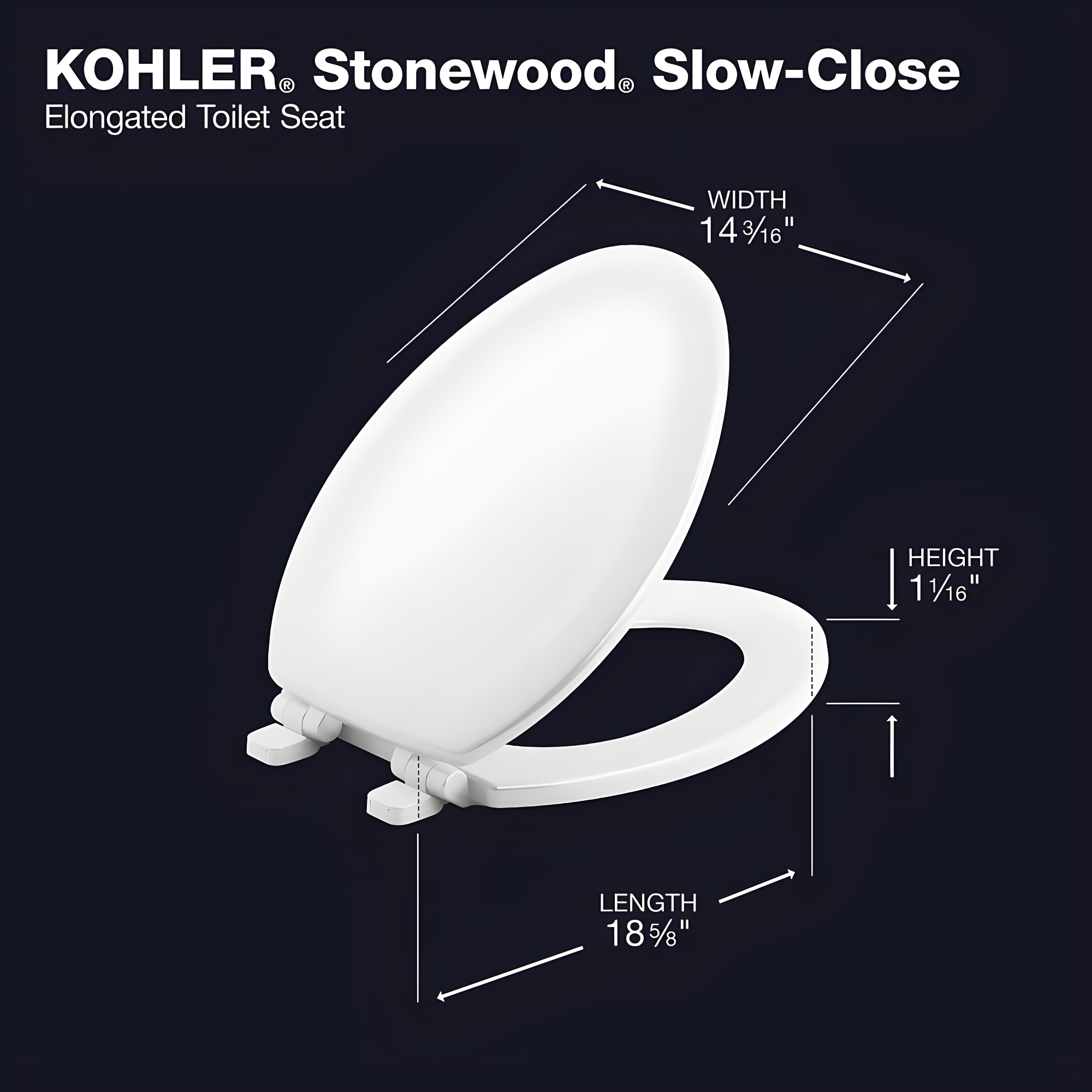 Stonewood Quiet-Close Compression-Molded Wood Toilet Seat