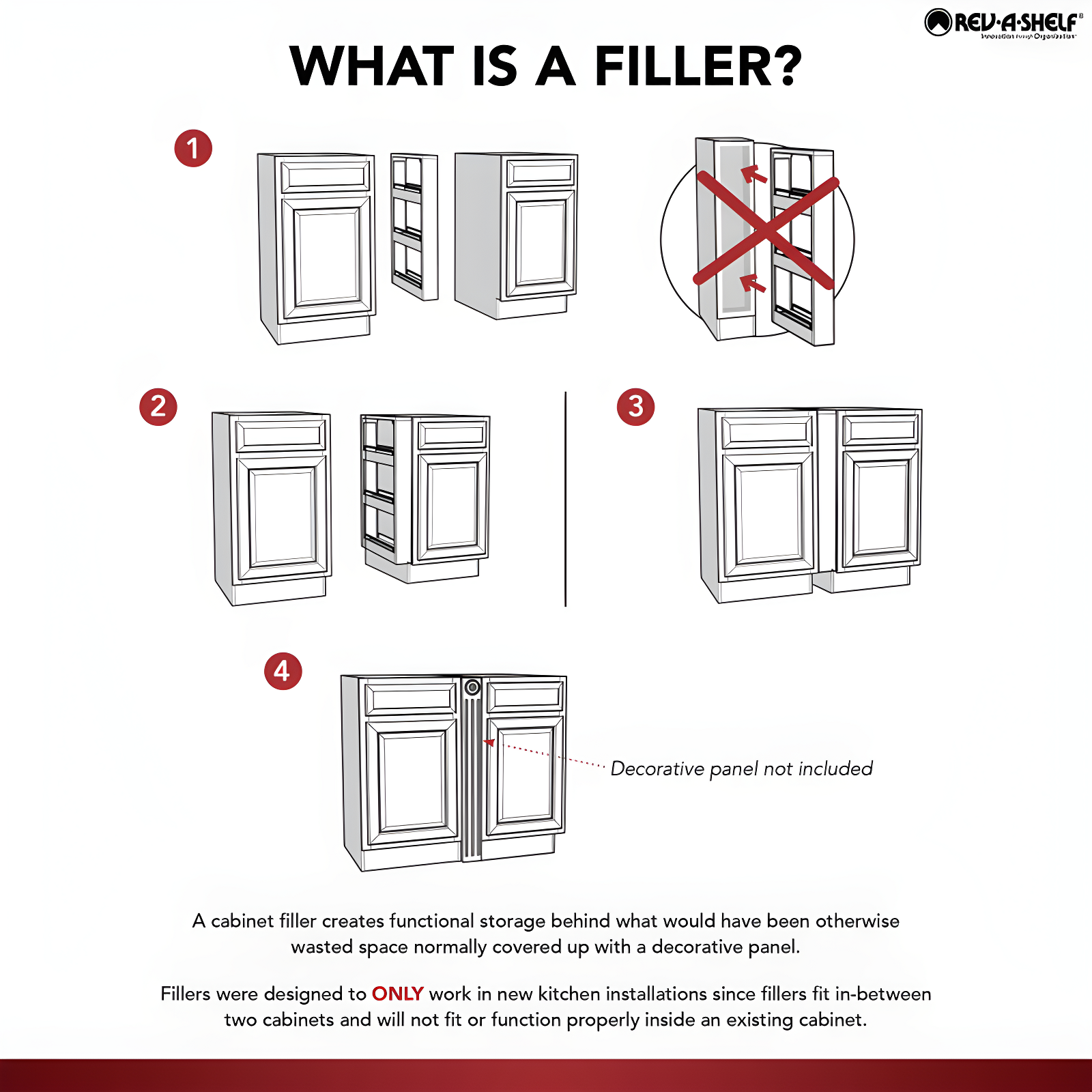 Rev-A-Shelf Pull Out Wall Filler Cabinet Wooden Organizer