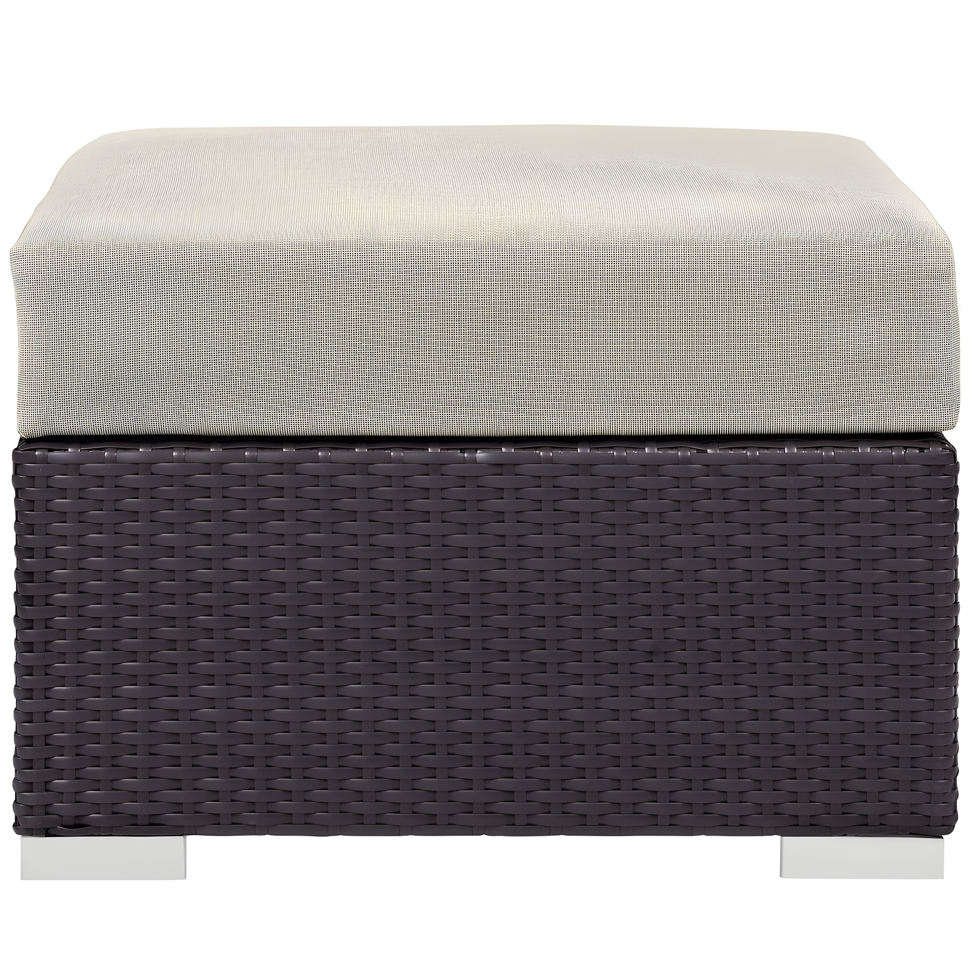 Ergode Convene Outdoor Patio Fabric Square Ottoman - Espresso Beige