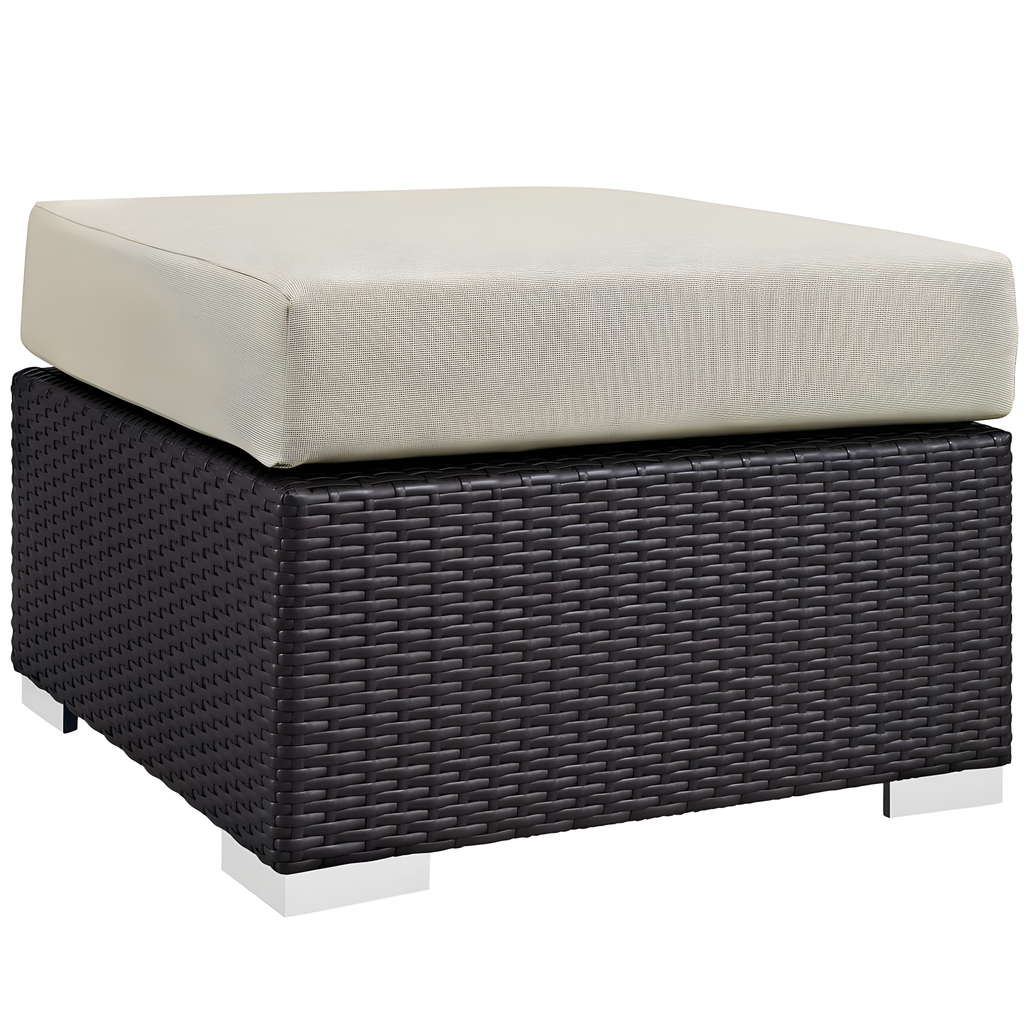 Ergode Convene Outdoor Patio Fabric Square Ottoman - Espresso Beige