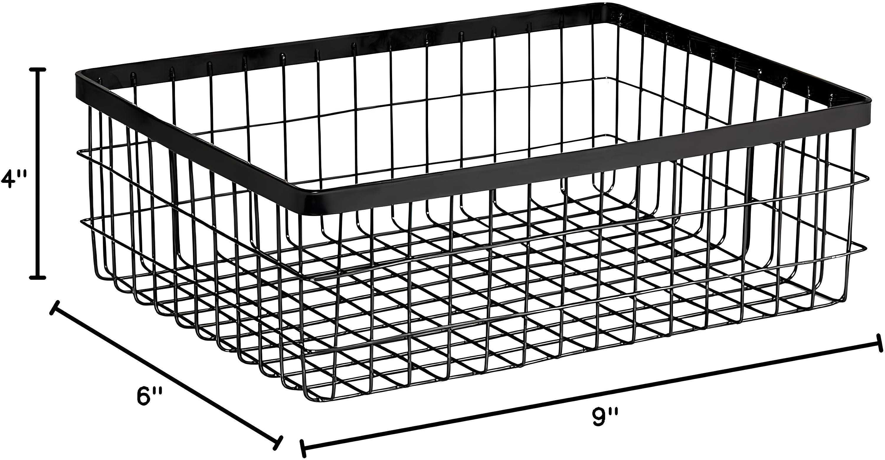 G.E.T. WB-1294-MG Rectangular Metal Storage Wire Basket for Pantry, Produce and More, 9" x 6" x 4"