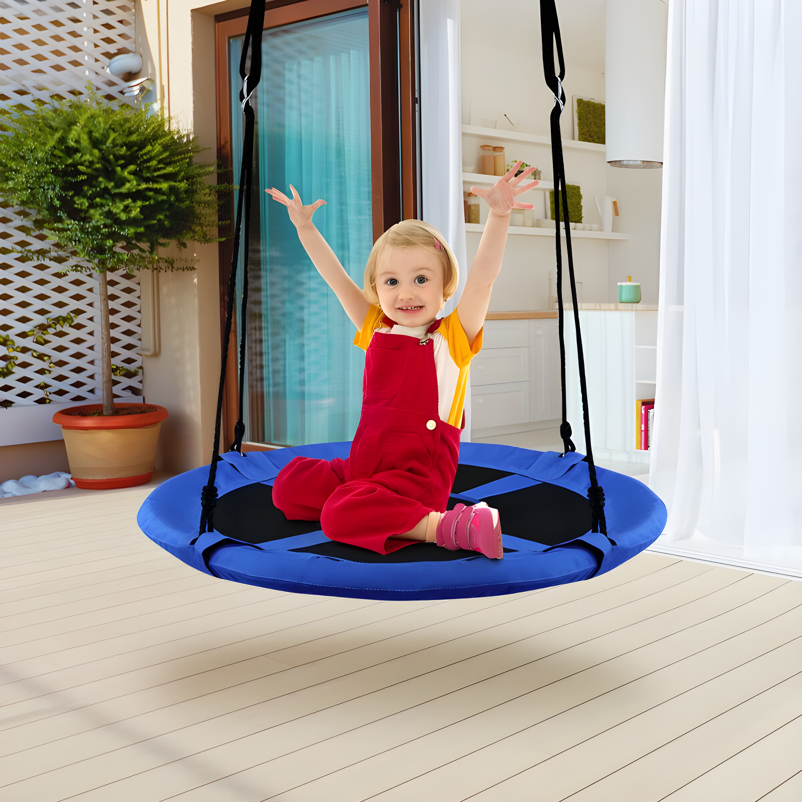 Klo Kick 40inch Metal/Fabric Web/Saucer Swing with Chains and Hooks