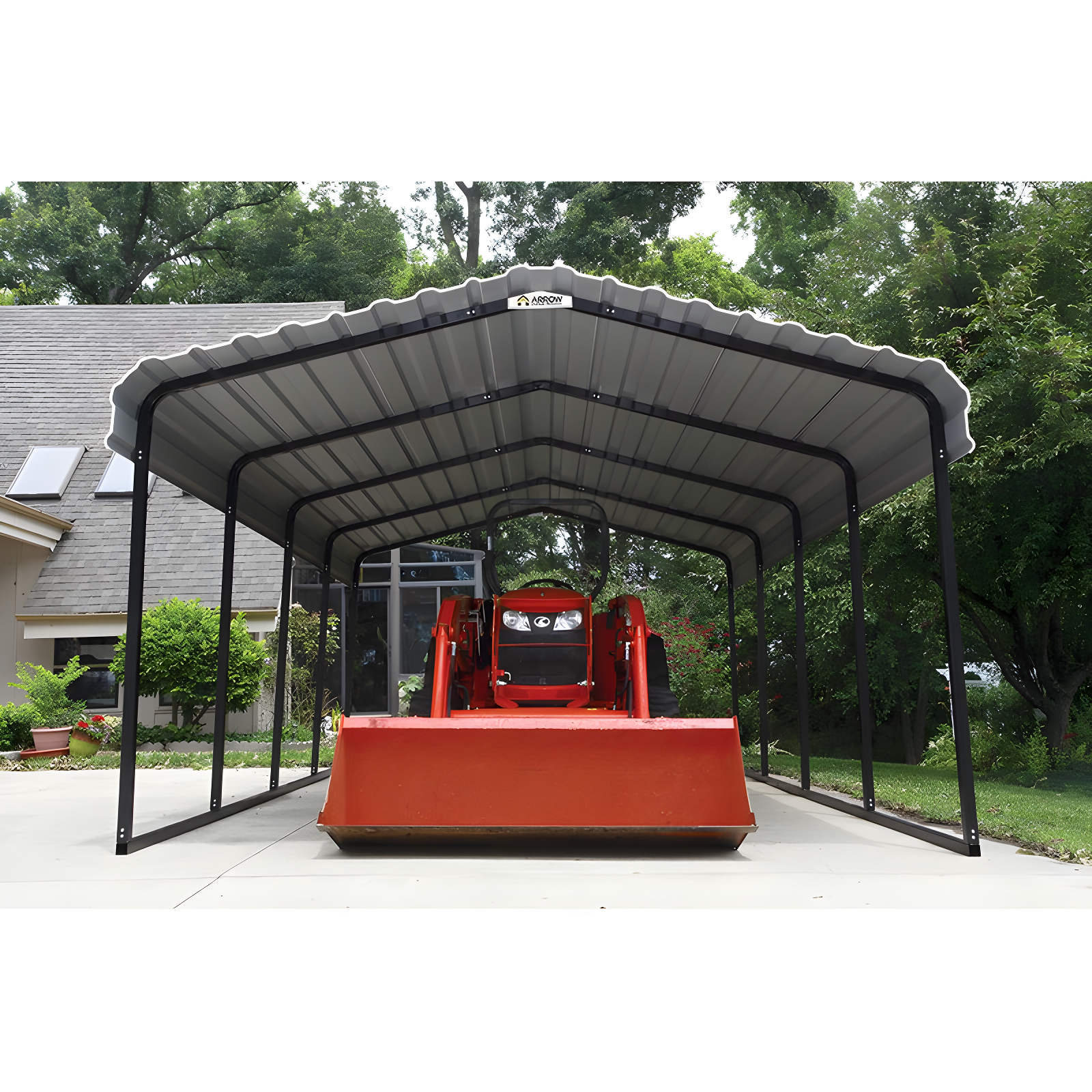 Arrow Steel Carport, 12 ft. x 20 ft. x 7 ft. Galvanized Black/Charcoal