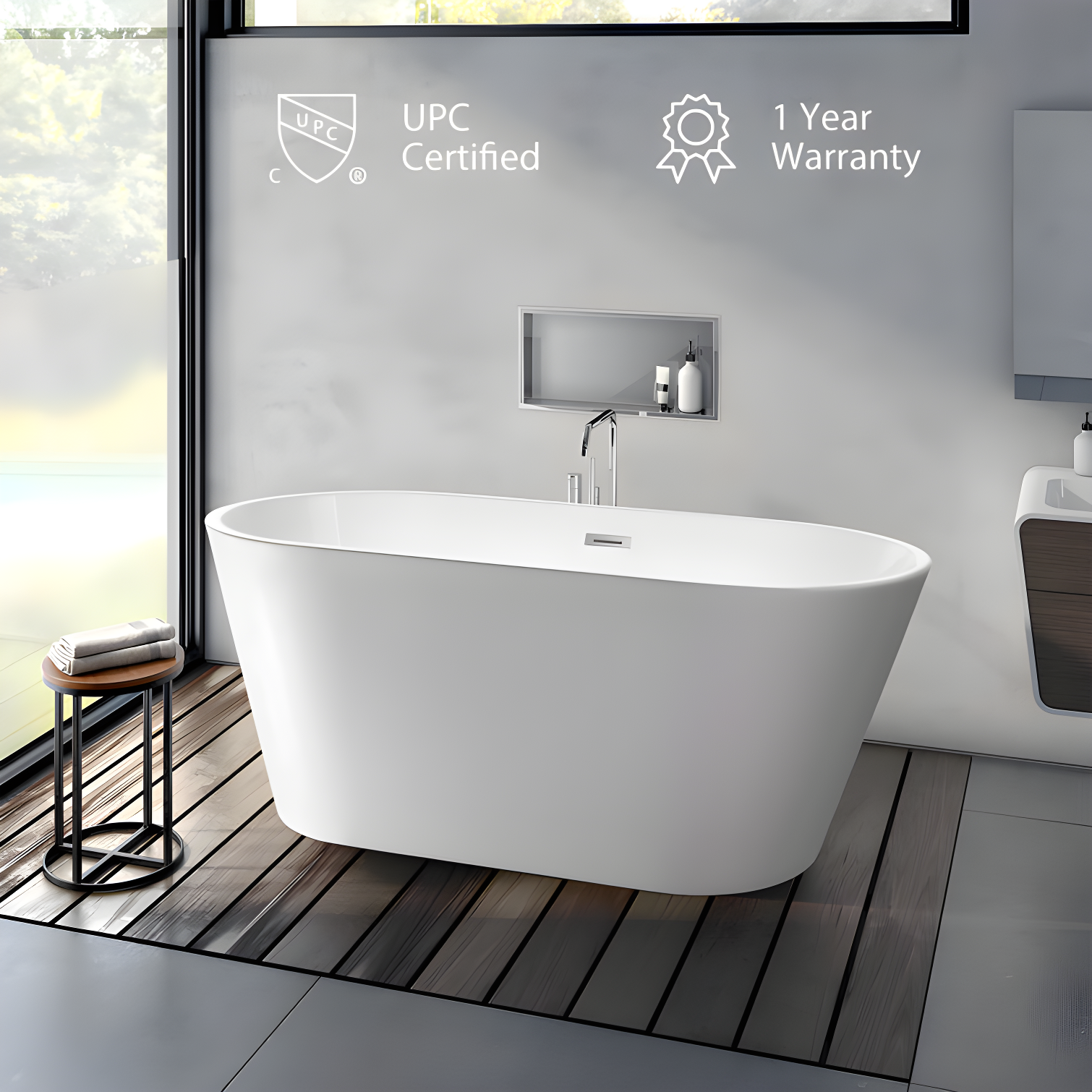 67'' x 32'' Freestanding Soaking Acrylic Bathtub