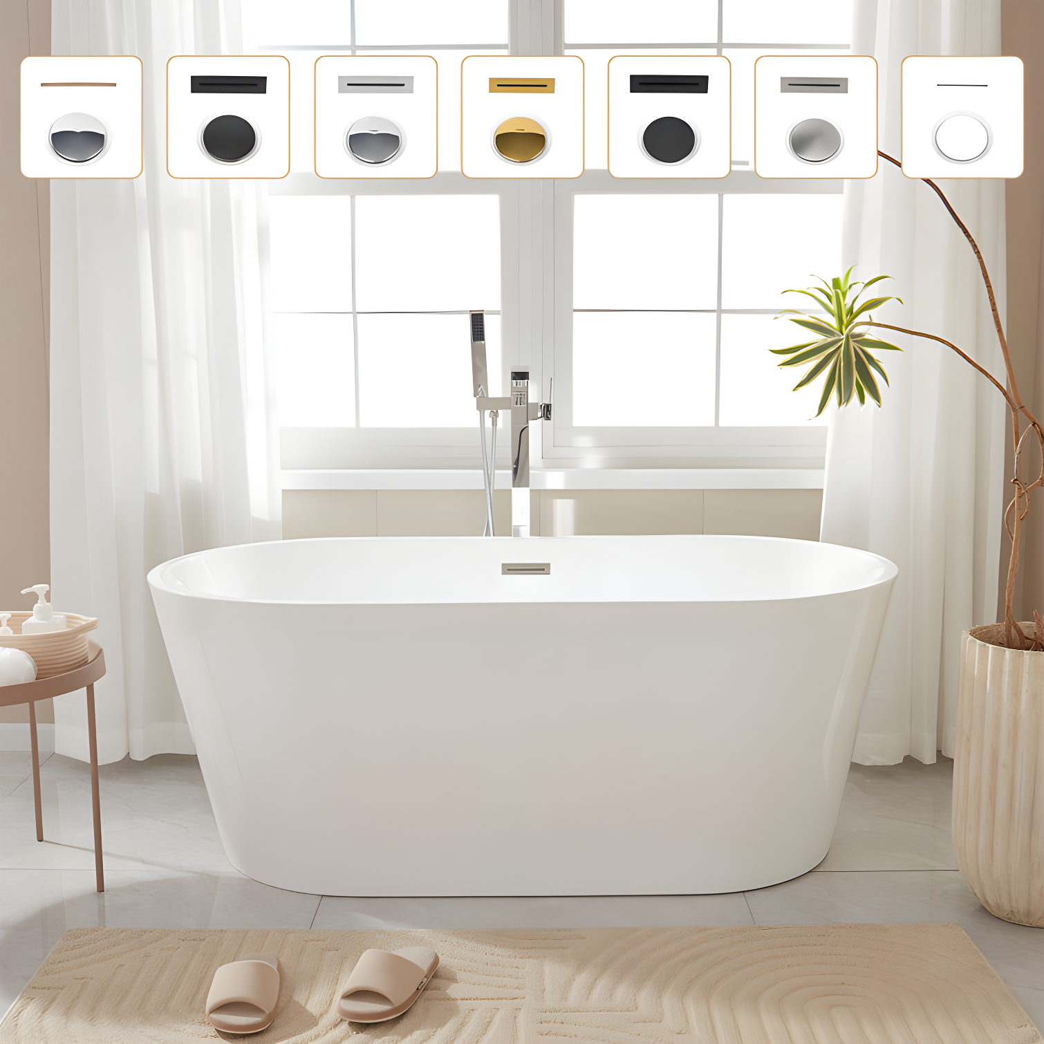 67'' x 32'' Freestanding Soaking Acrylic Bathtub
