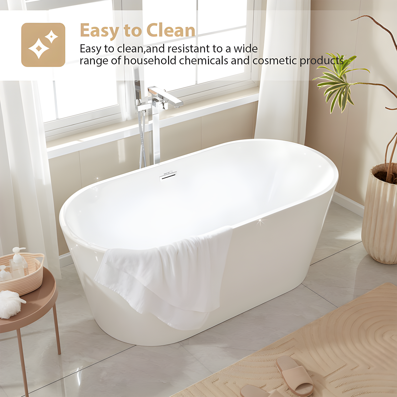 67'' x 32'' Freestanding Soaking Acrylic Bathtub