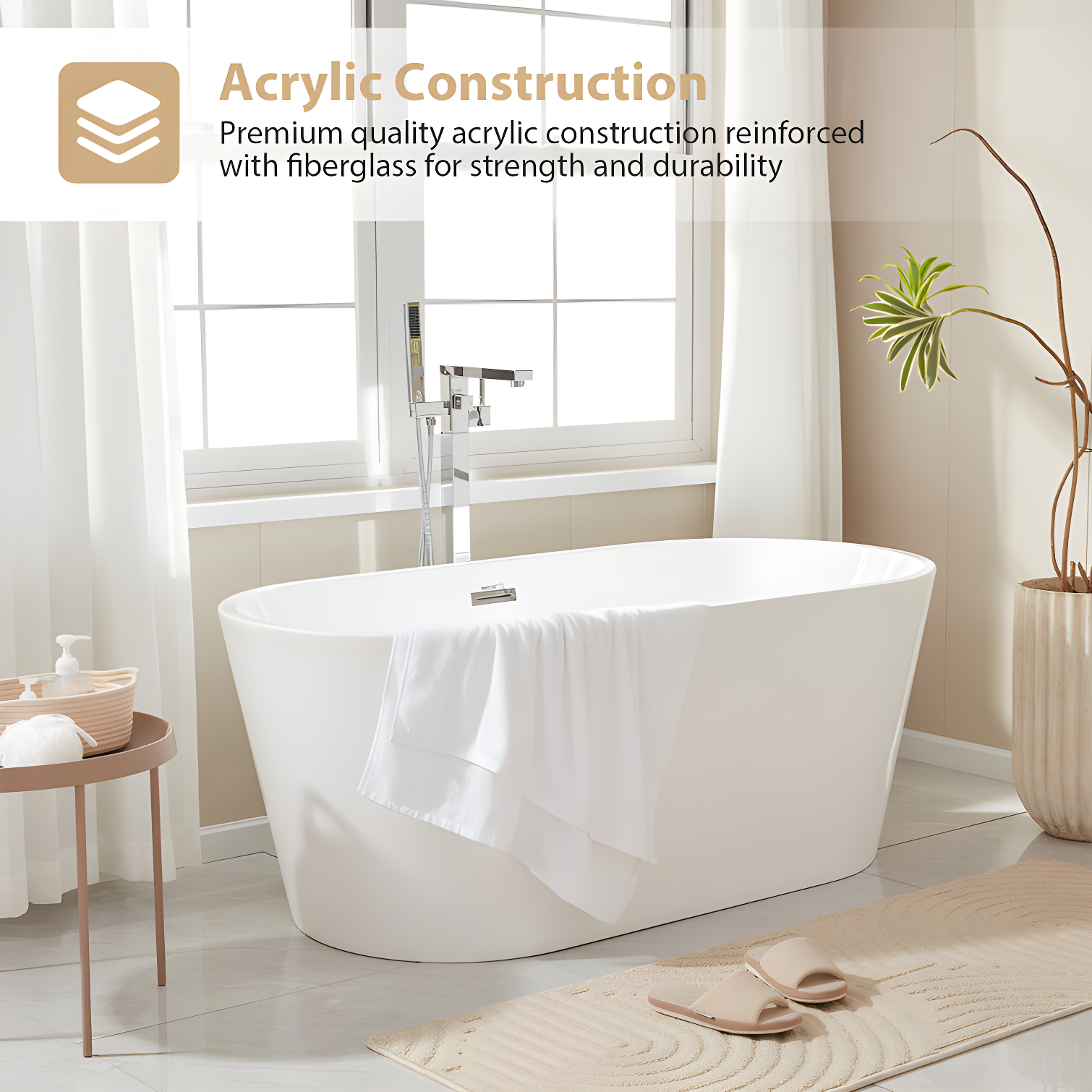 67'' x 32'' Freestanding Soaking Acrylic Bathtub