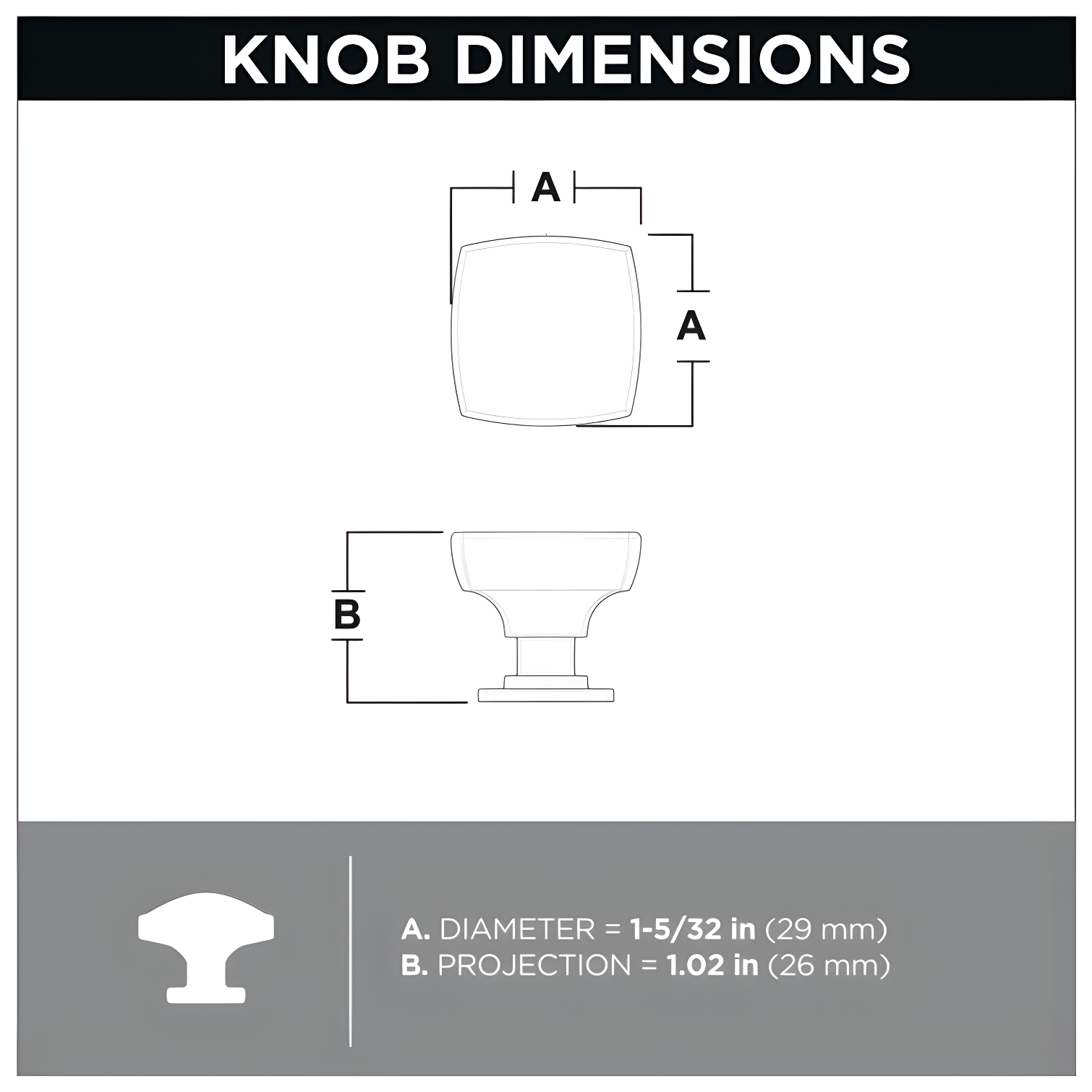 Parow 1.1457'' Square Knob