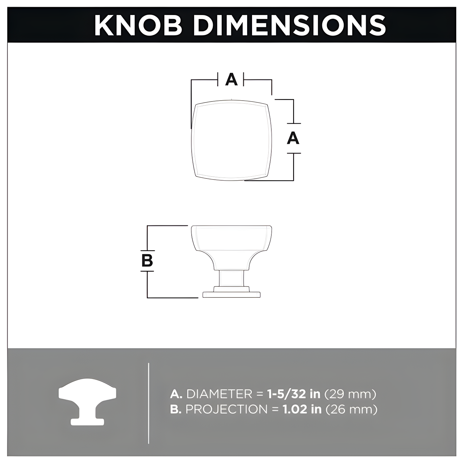 Parow 1.1457'' Square Knob