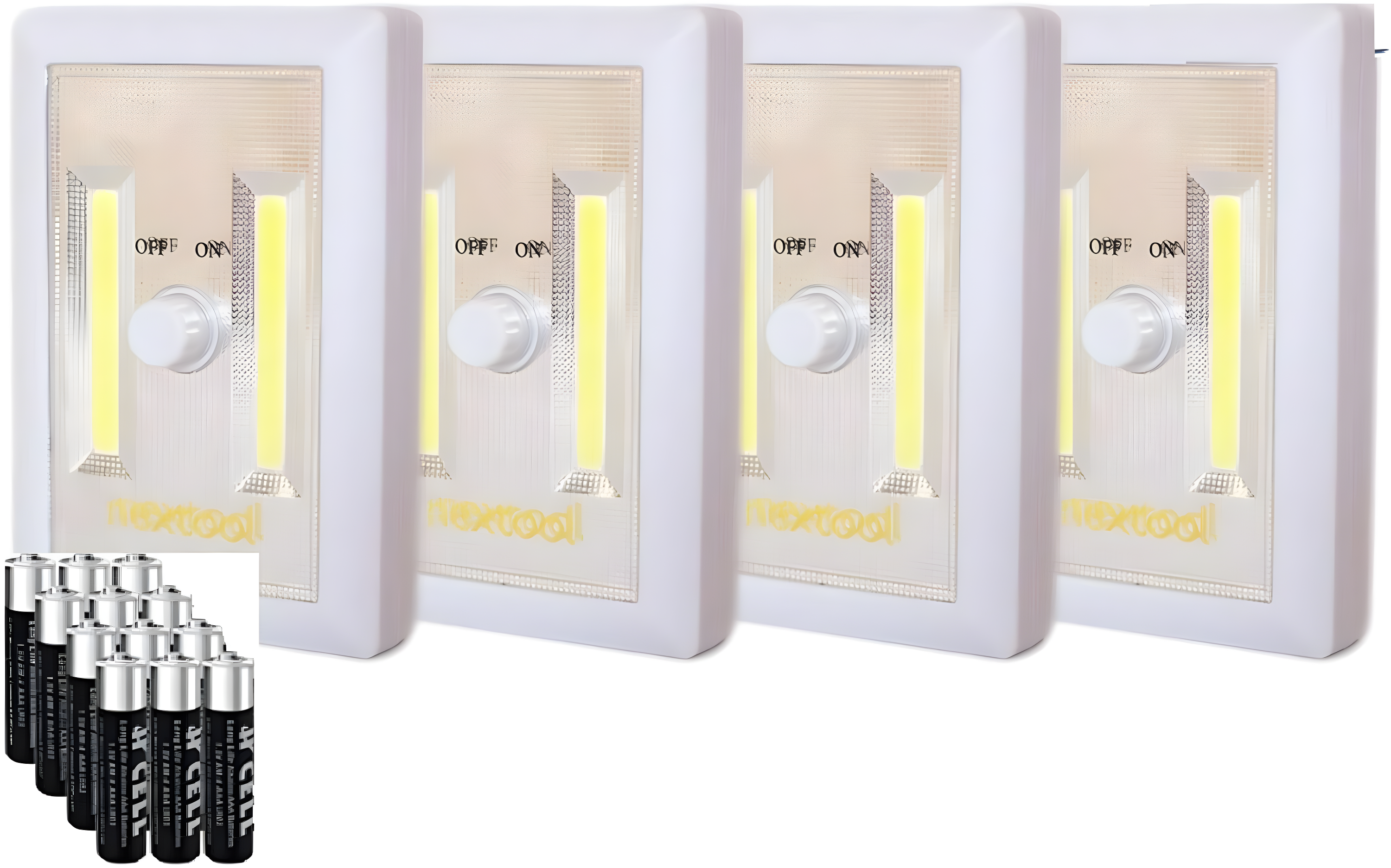 Dimmable Battery Included COB Cordless LED Light, Adjustable Brightness, 200 Lumen, Batteries & Adhesive Strips Included, 4-Pack