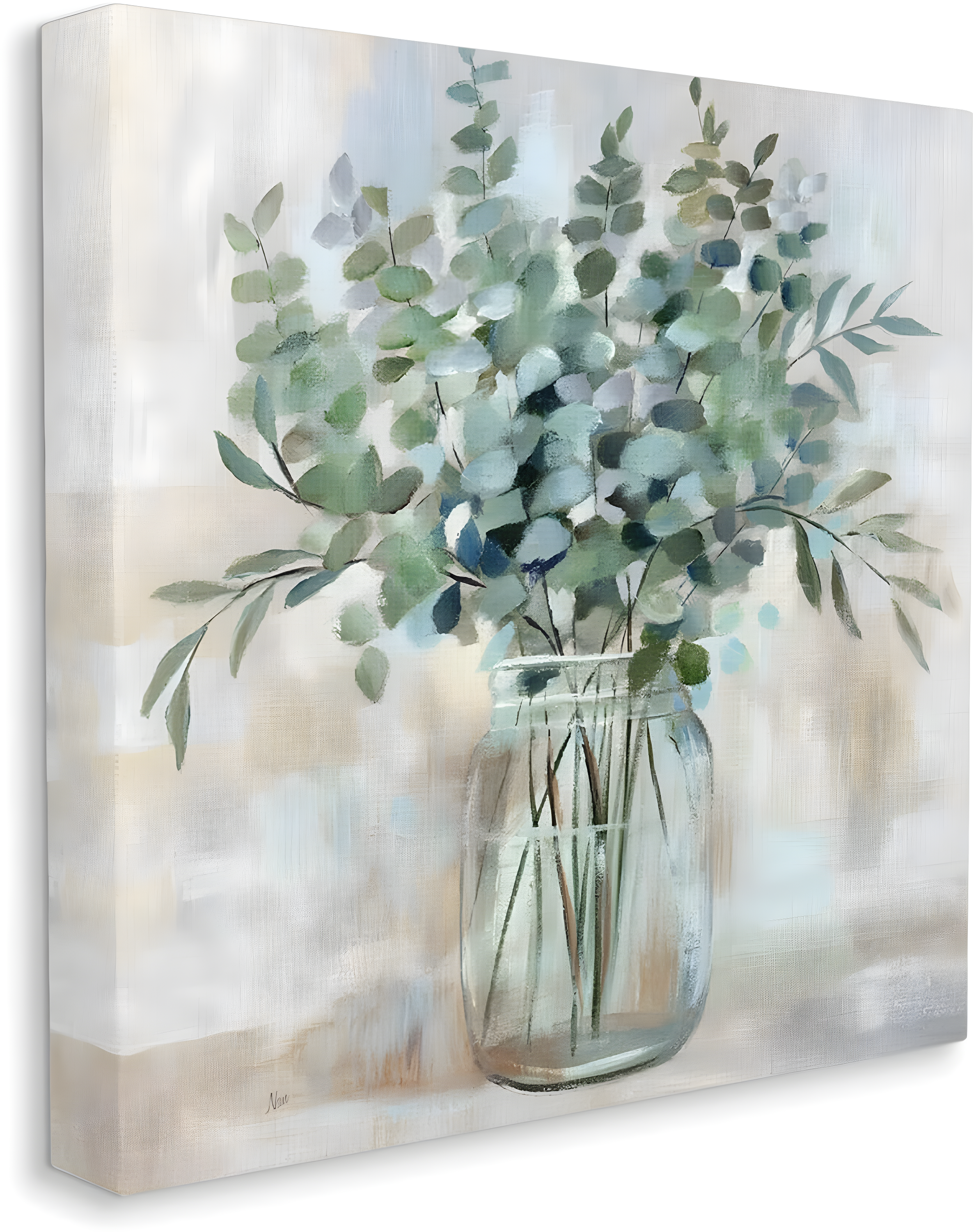 Stupell Industries " Soothing Eucalyptus Flower Herb Arrangement Rustic Jar " by Nan Painting Print
