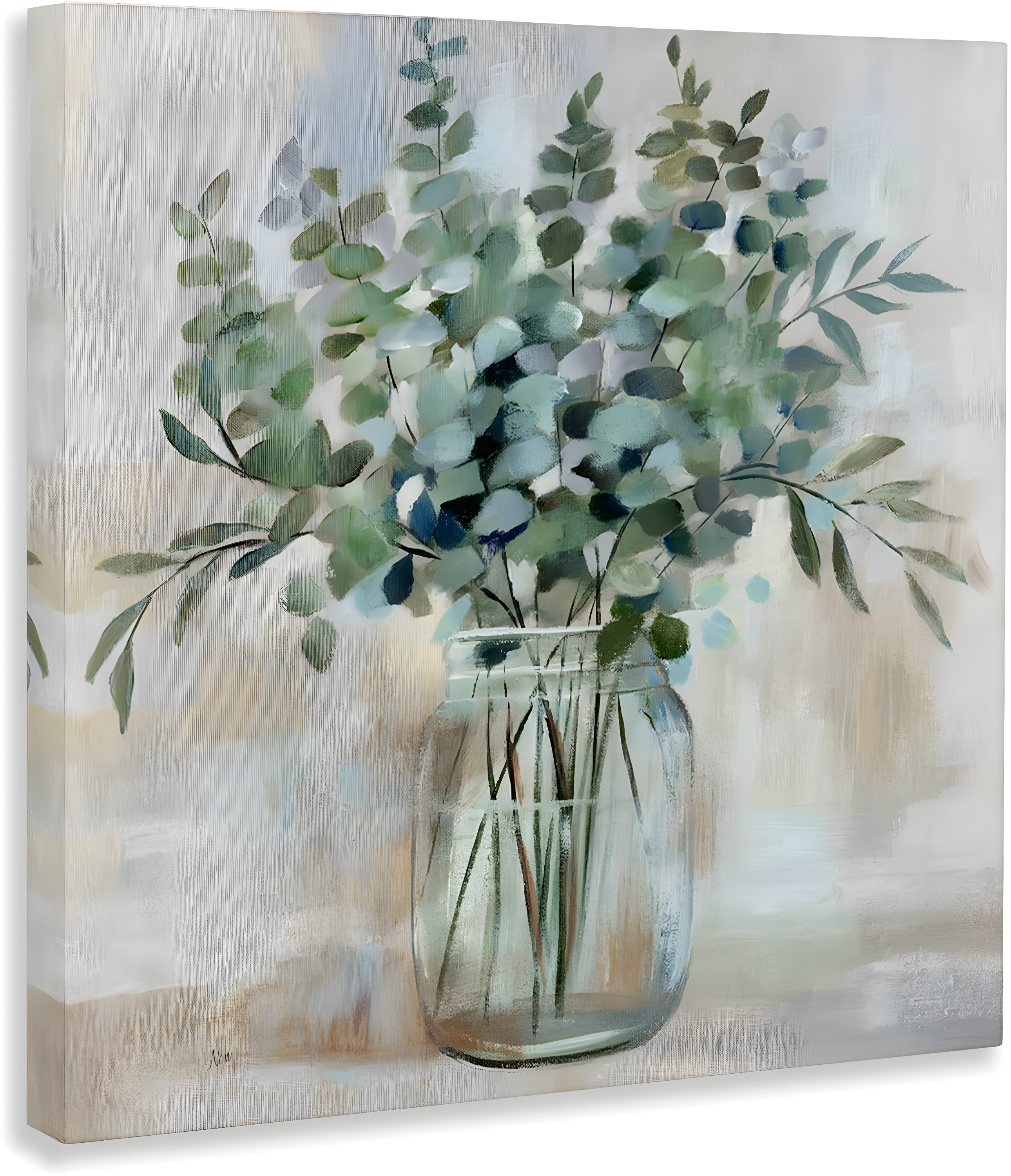 Stupell Industries " Soothing Eucalyptus Flower Herb Arrangement Rustic Jar " by Nan Painting Print