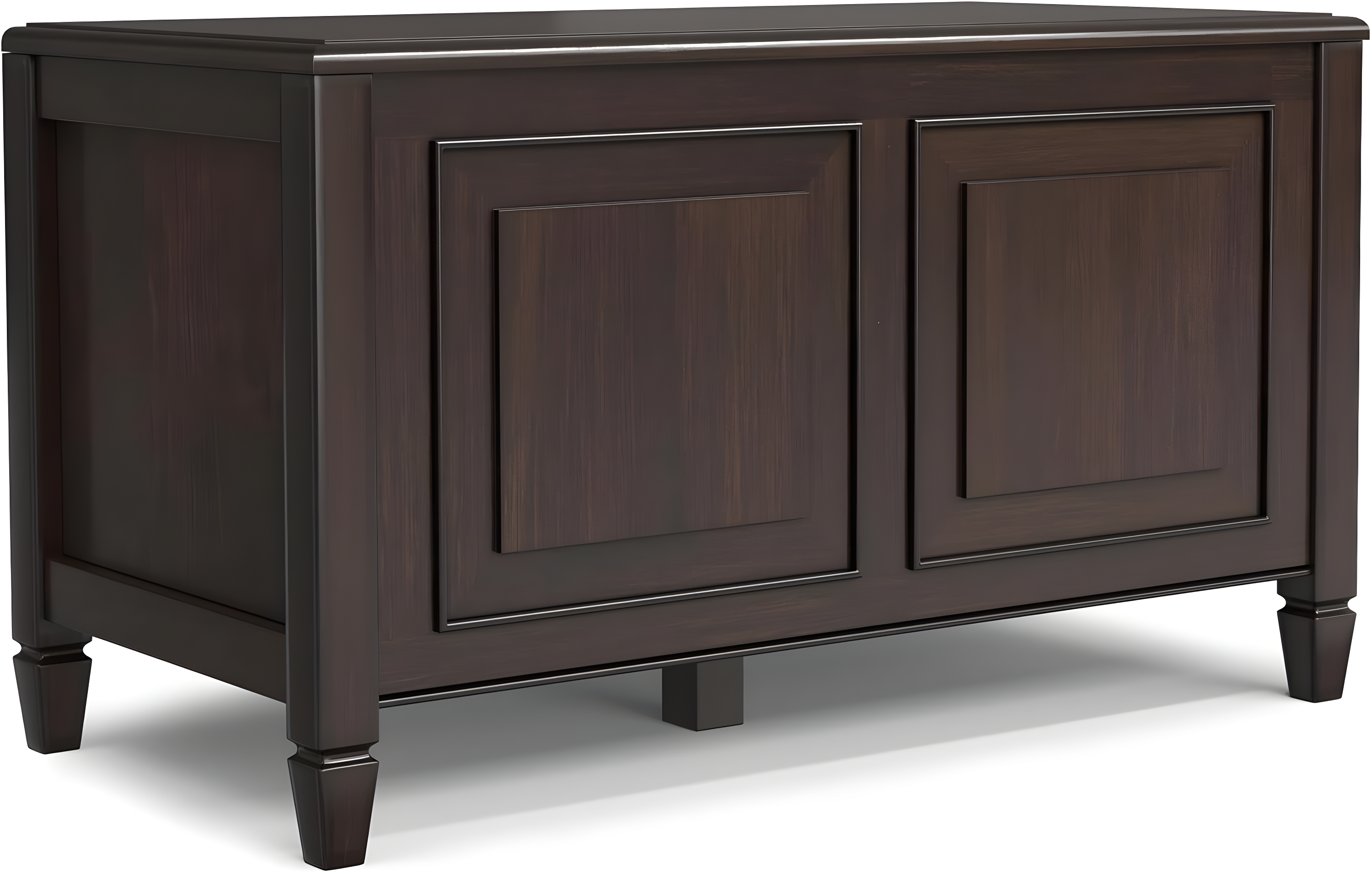 Simpli Home Connaught 36"W Solid Wood Small Storage Bench Trunk with Lift-Top Lid and Dual Storage Compartments