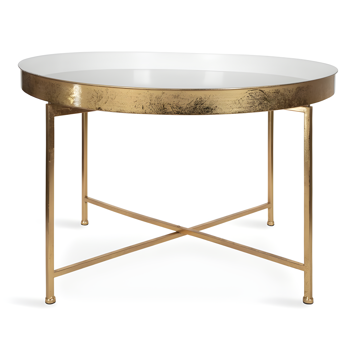 Kate and Laurel Celia Round Metal Coffee Table, 28.25x28.25x19, White and Gold