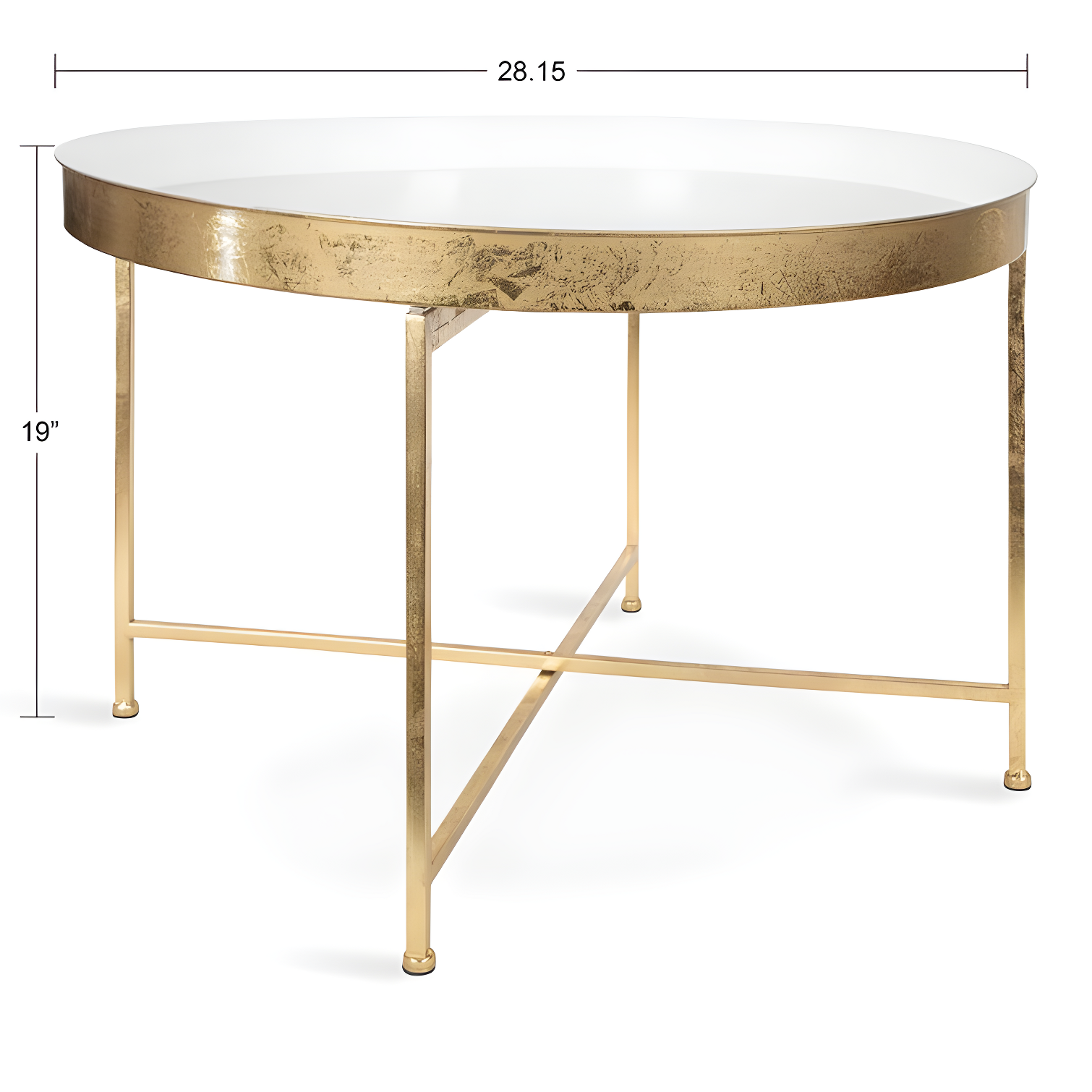 Kate and Laurel Celia Round Metal Coffee Table, 28.25x28.25x19, White and Gold